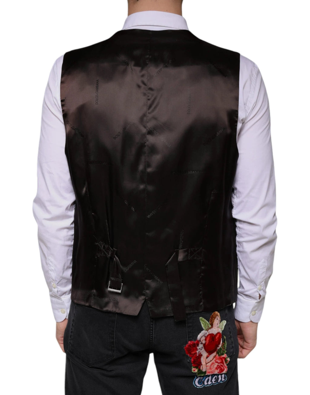 Dolce & Gabbana Black Cotton Waistcoat Dress Formal Vest by Dolce & Gabbana