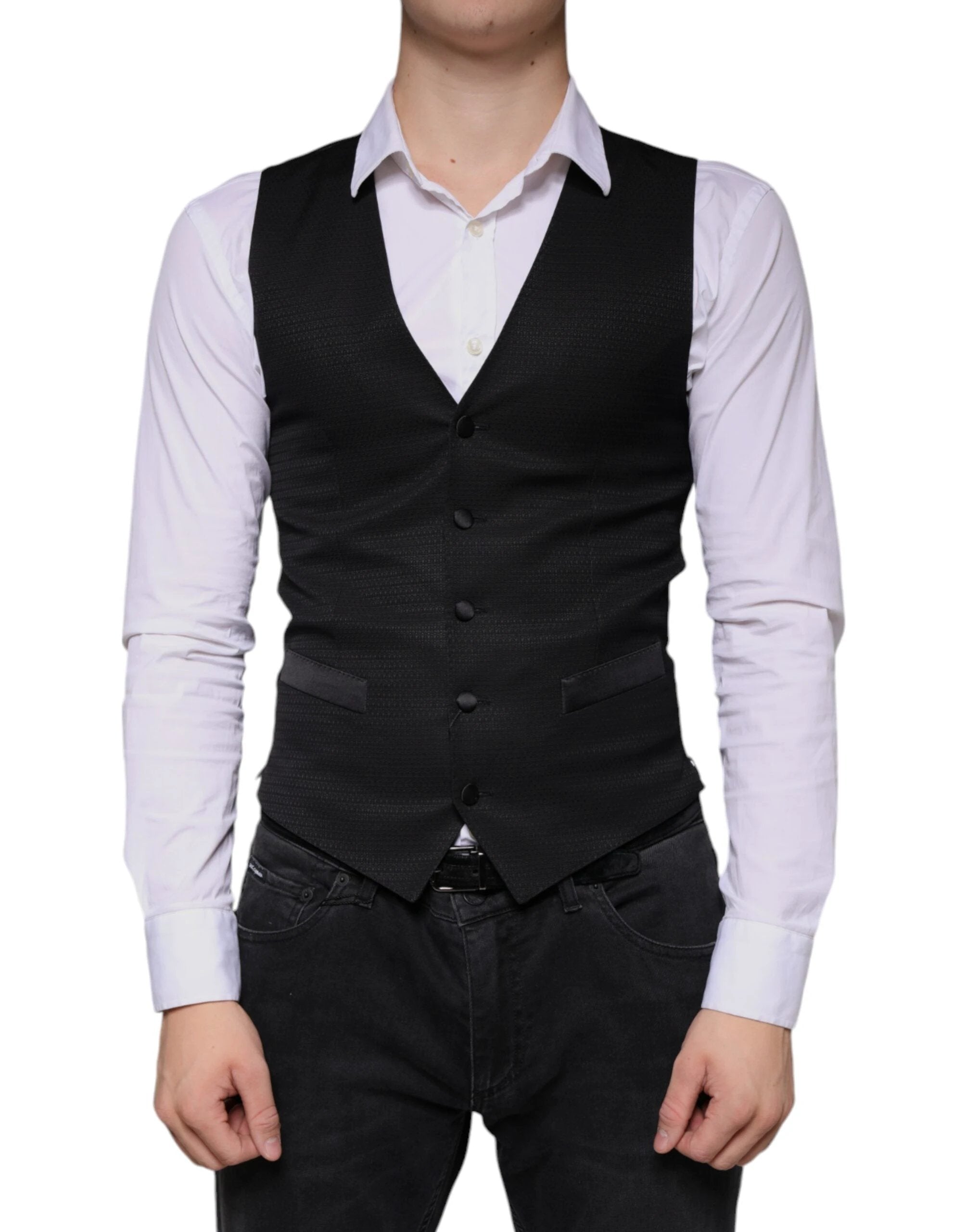 Dolce & Gabbana Black Wool Waistcoat Dress Formal Vest by Dolce & Gabbana