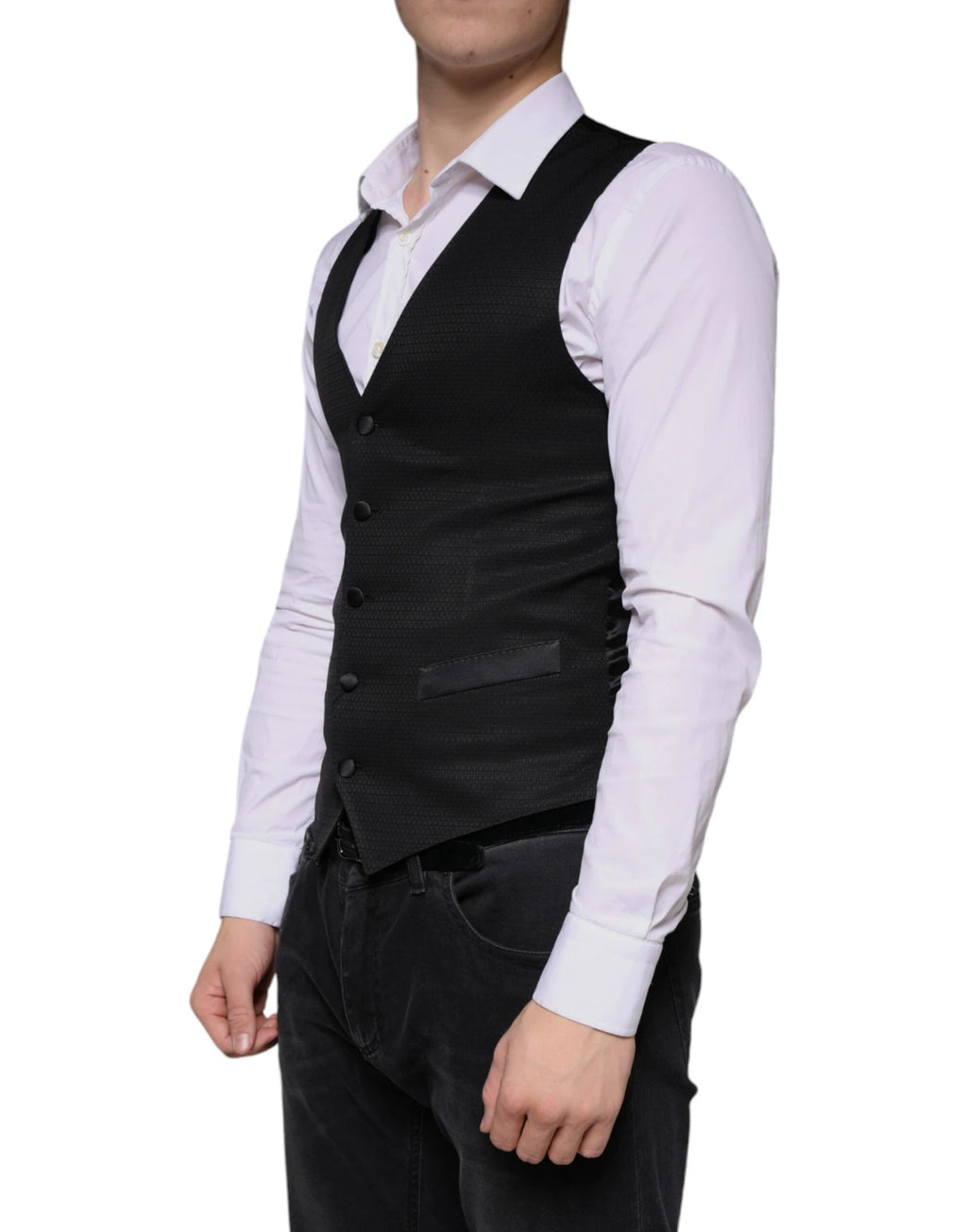 Dolce & Gabbana Black Wool Waistcoat Dress Formal Vest by Dolce & Gabbana