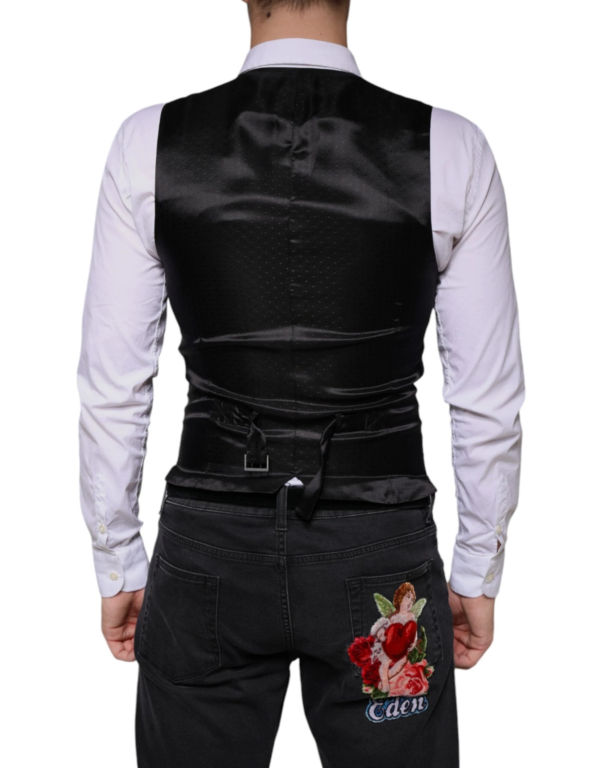 Dolce & Gabbana Black Wool Waistcoat Dress Formal Vest by Dolce & Gabbana