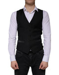 Dolce & Gabbana Black Wool Waistcoat Dress Formal Vest by Dolce & Gabbana