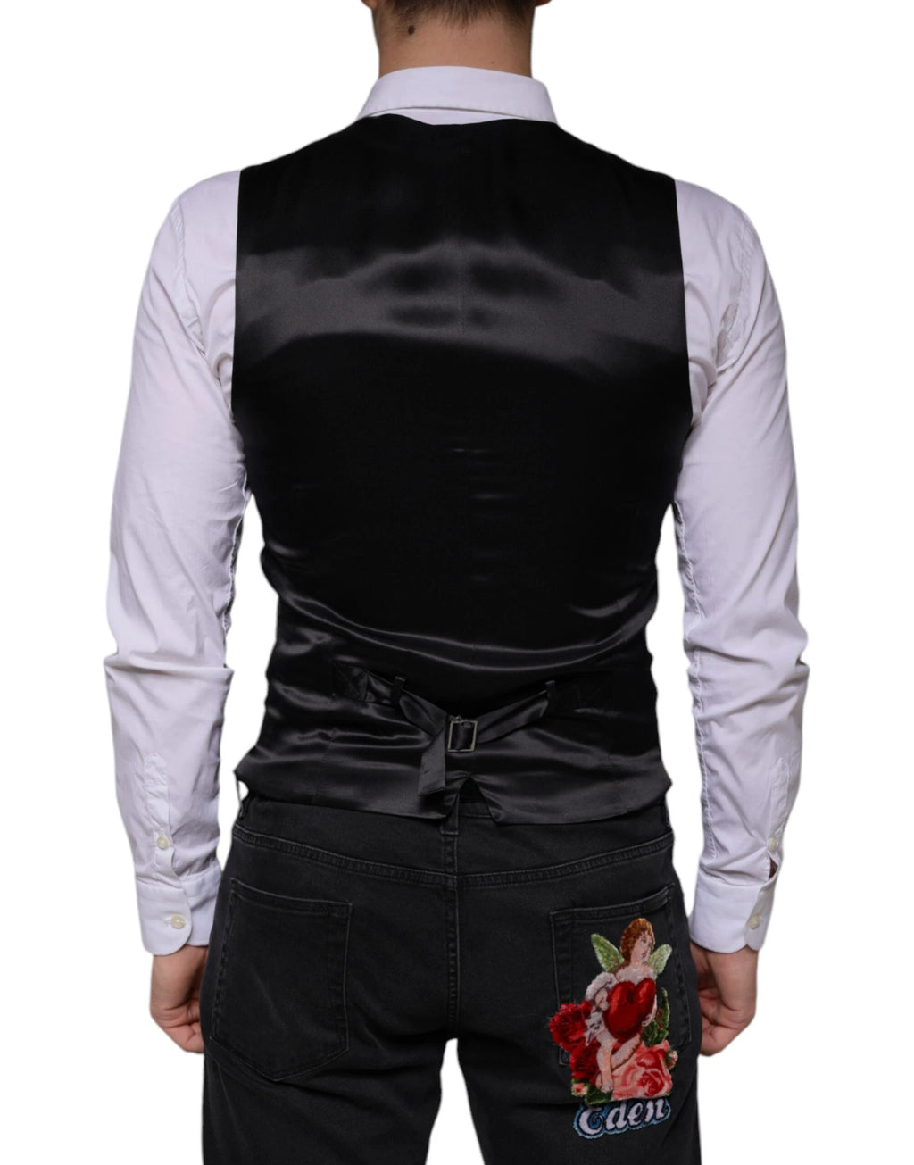 Dolce & Gabbana Black Wool Waistcoat Dress Formal Vest by Dolce & Gabbana