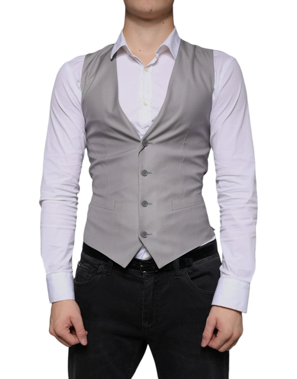 Dolce & Gabbana Light Gray Wool Formal Dress Waistcoat Vest by Dolce & Gabbana