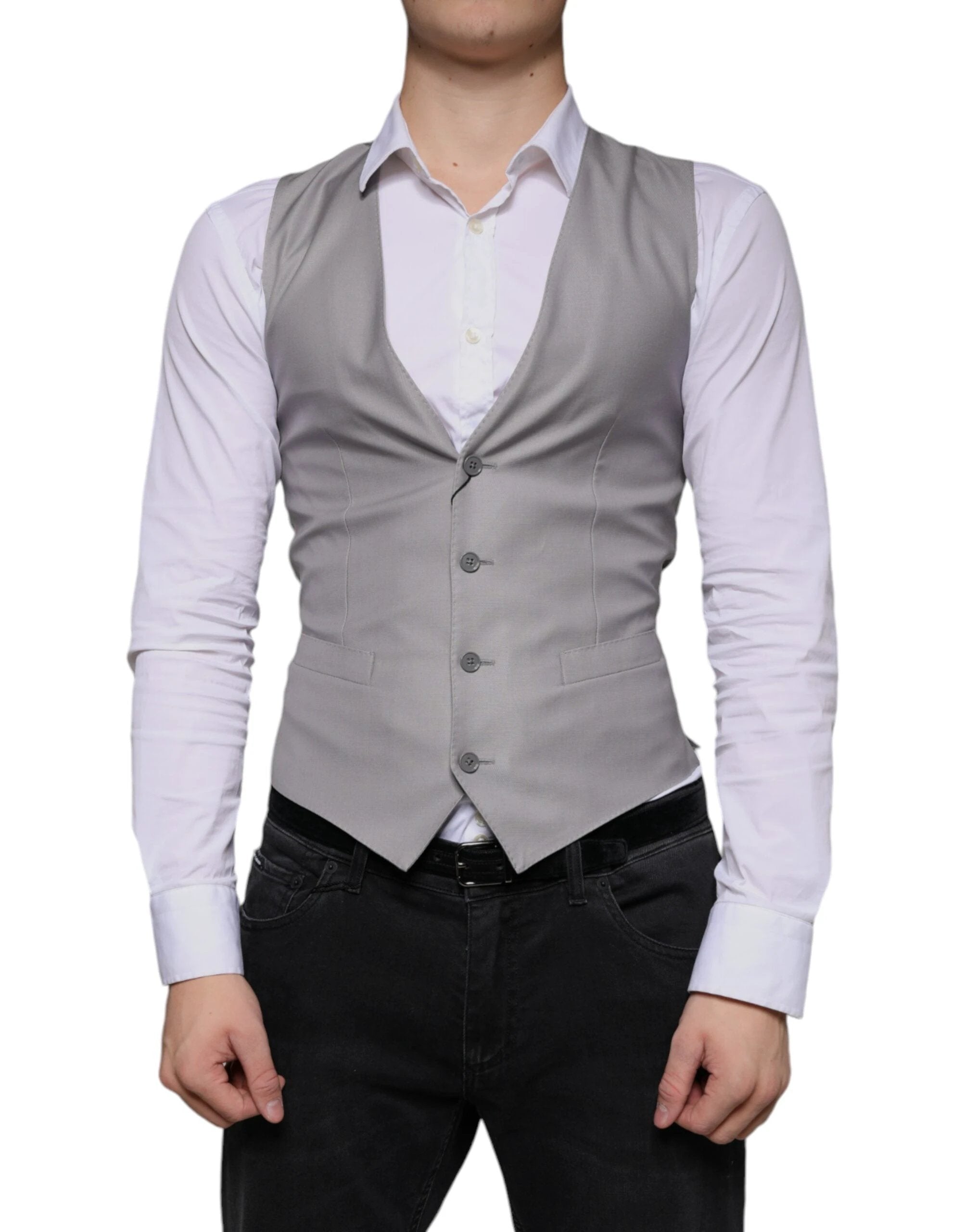 Dolce & Gabbana Light Gray Wool Formal Dress Waistcoat Vest by Dolce & Gabbana
