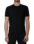 Dolce & Gabbana Black Wool Formal Dress Men Waistcoat Vest by Dolce & Gabbana