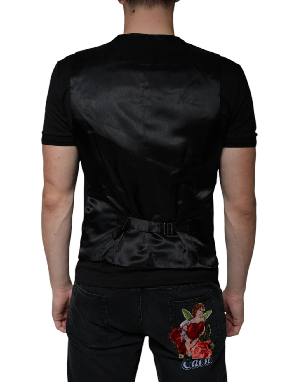 Dolce & Gabbana Black Wool Formal Dress Men Waistcoat Vest by Dolce & Gabbana
