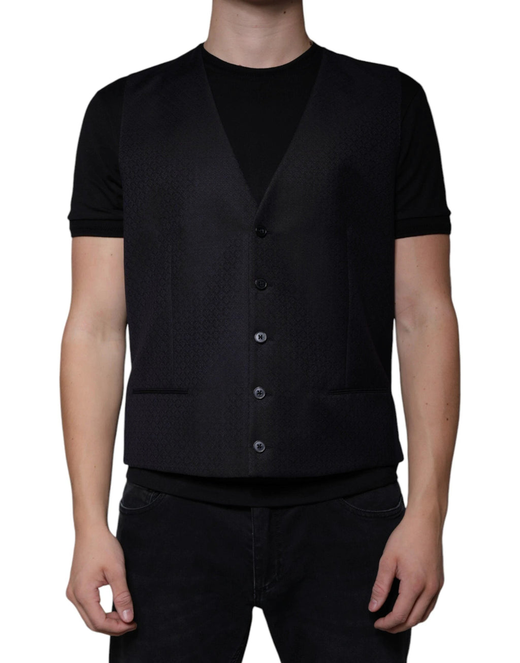 Dolce & Gabbana Black Wool Waistcoat Dress Formal Vest by Dolce & Gabbana