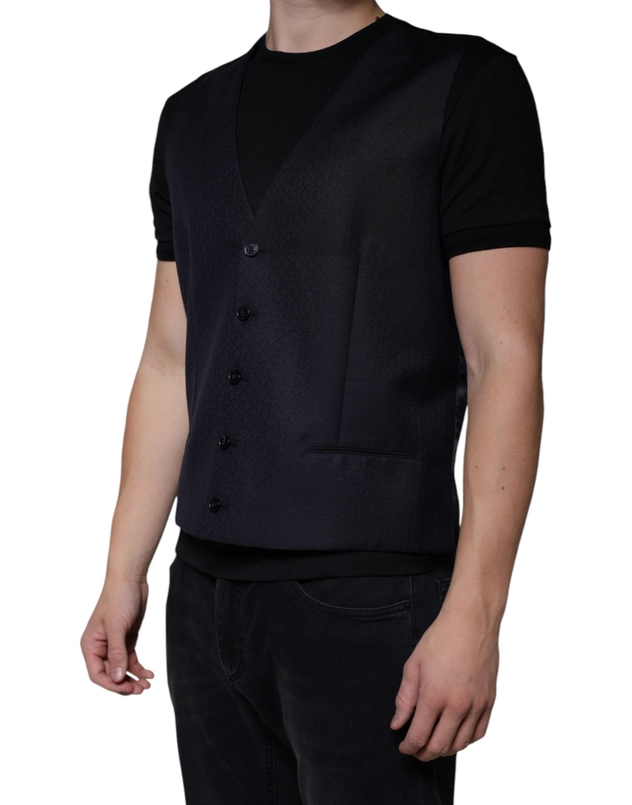 Dolce & Gabbana Black Wool Waistcoat Dress Formal Vest by Dolce & Gabbana