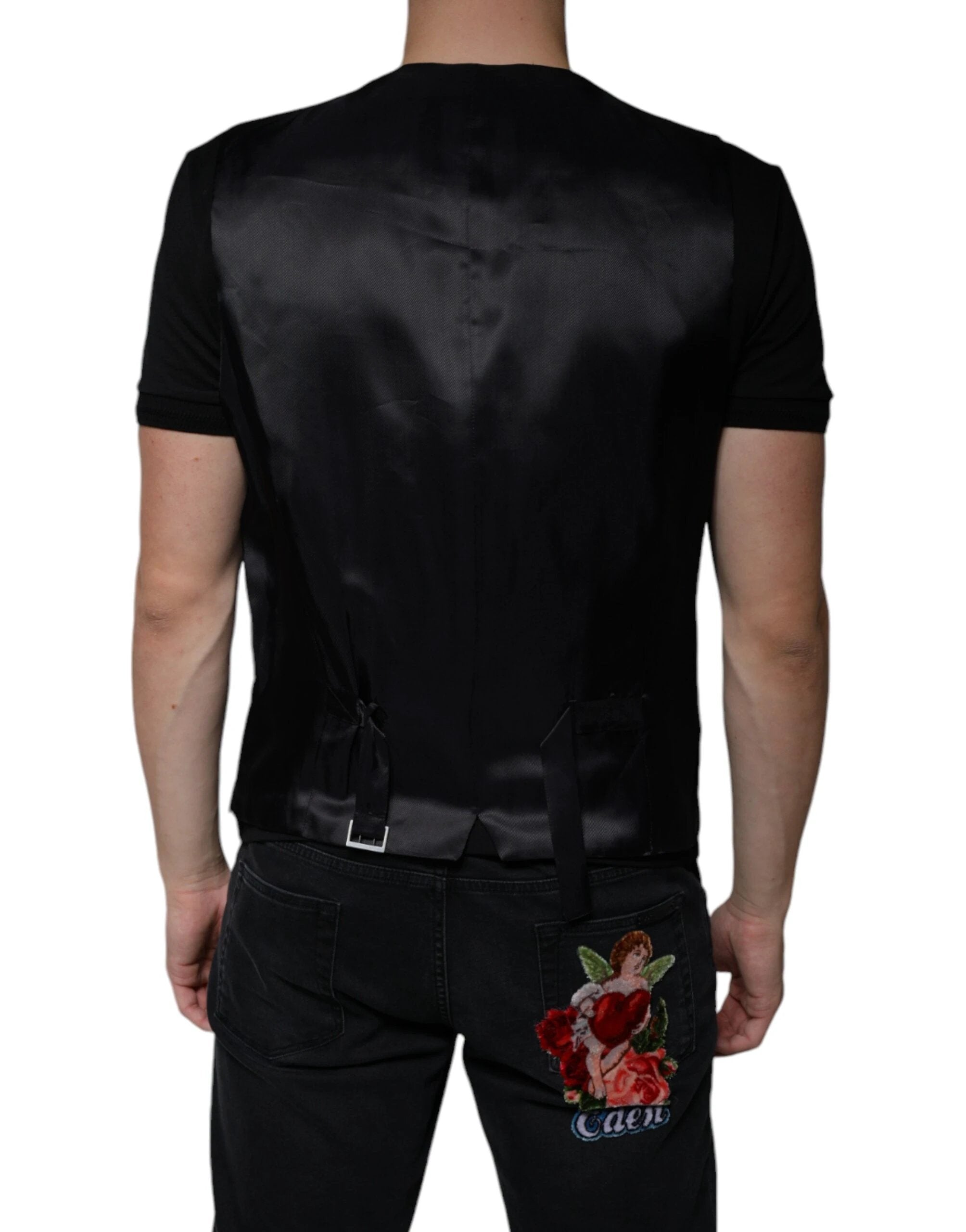 Dolce & Gabbana Black Wool Waistcoat Dress Formal Vest by Dolce & Gabbana