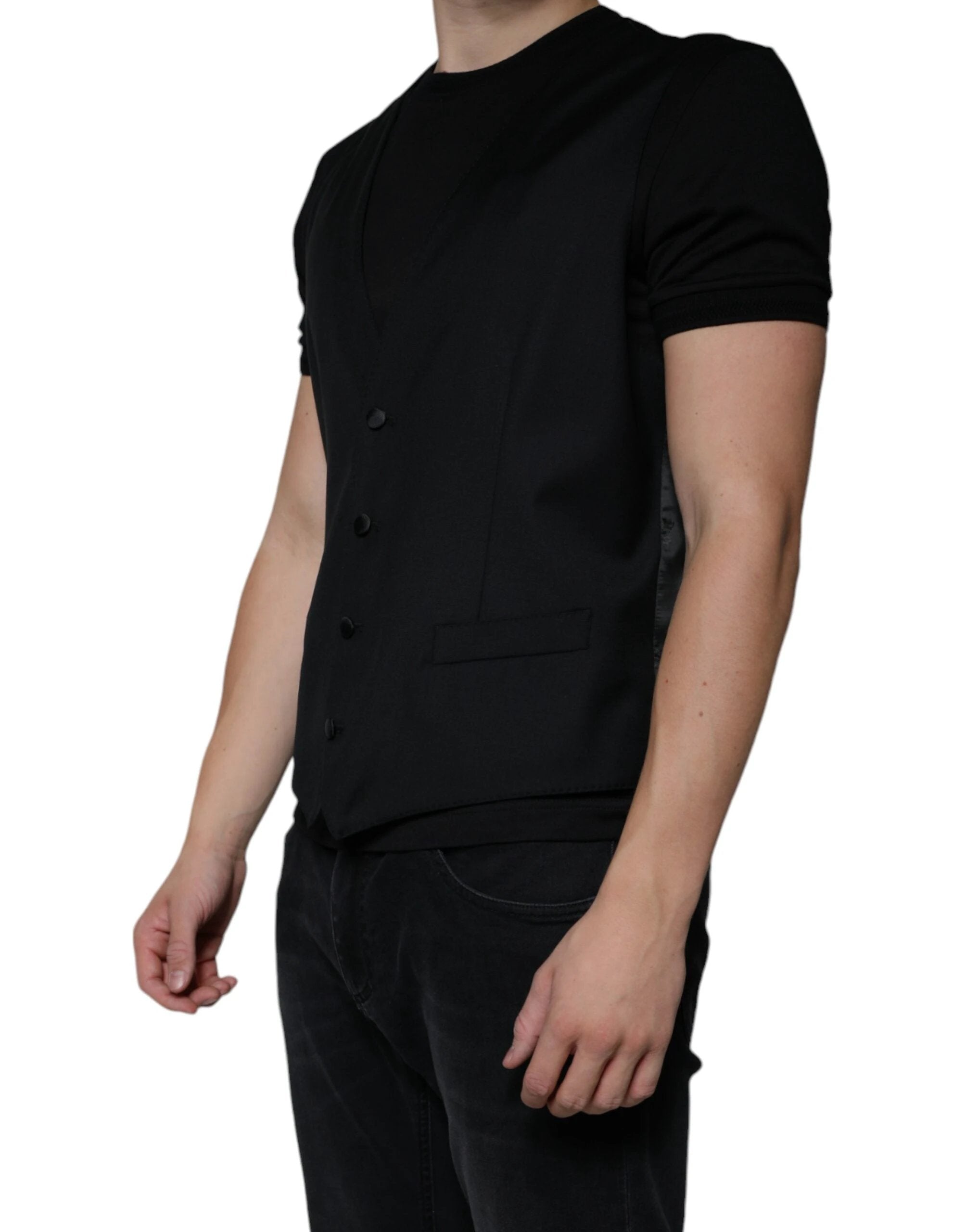 Dolce & Gabbana Black Wool Waistcoat Dress Formal Vest by Dolce & Gabbana