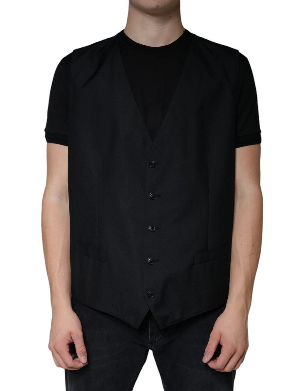 Dolce & Gabbana Black Wool Waistcoat Dress Formal Vest by Dolce & Gabbana