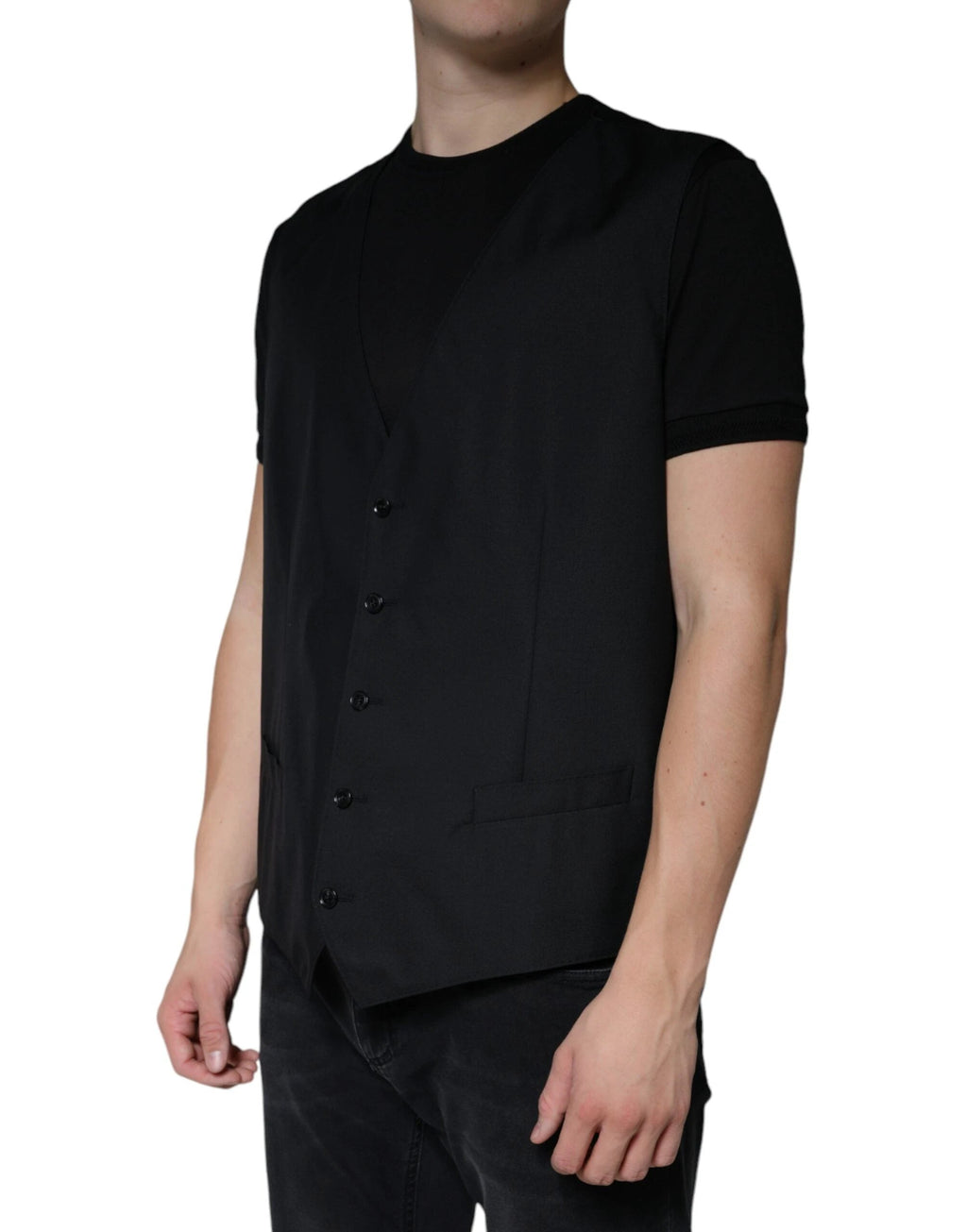 Dolce & Gabbana Black Wool Waistcoat Dress Formal Vest by Dolce & Gabbana