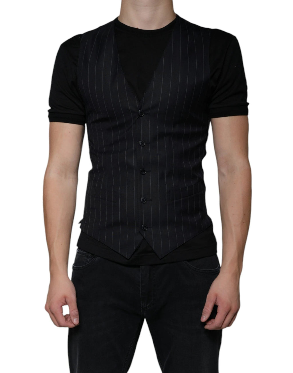 Dolce & Gabbana Black Leather Waistcoat Dress Formal Vest by Dolce & Gabbana