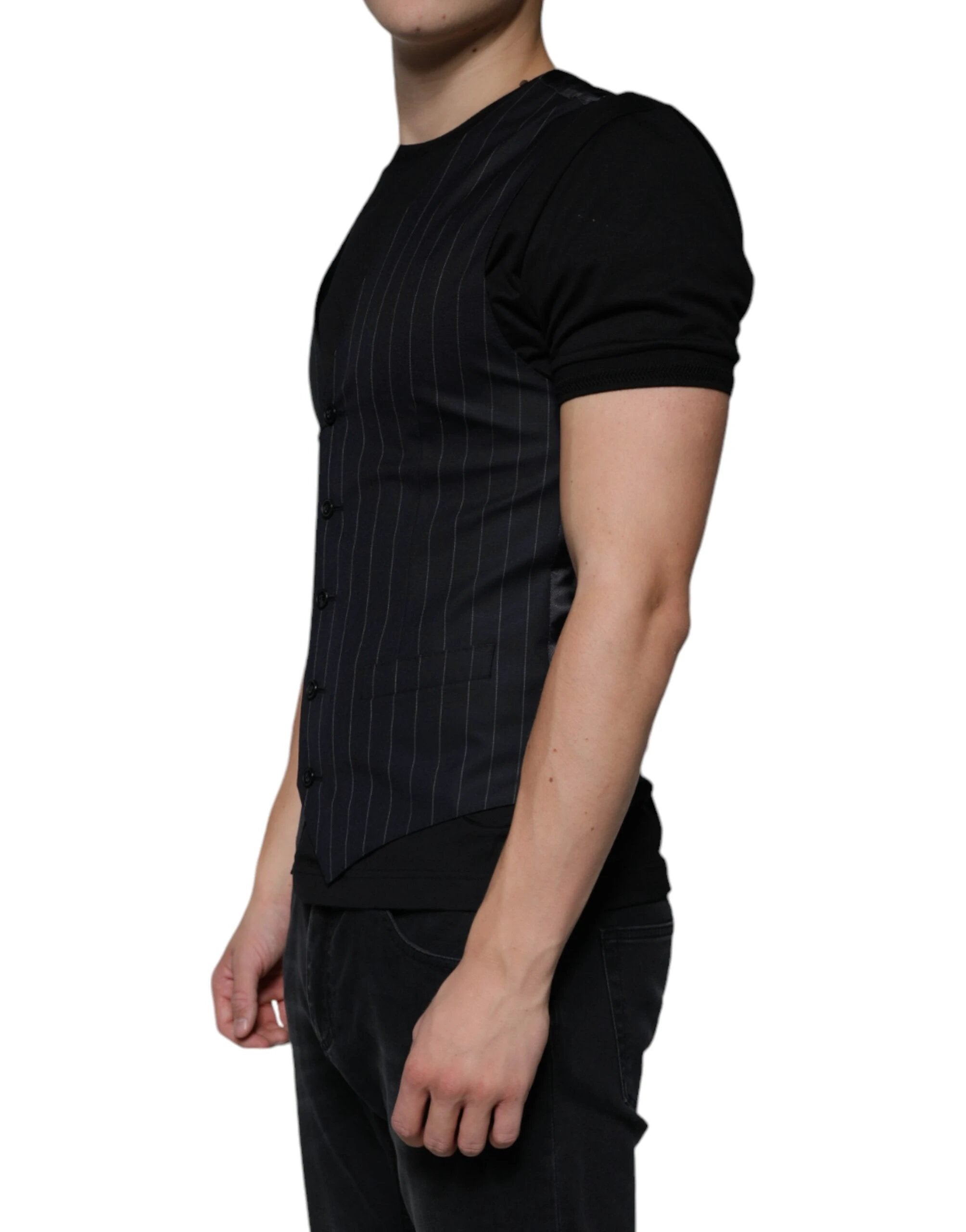 Dolce & Gabbana Black Leather Waistcoat Dress Formal Vest by Dolce & Gabbana