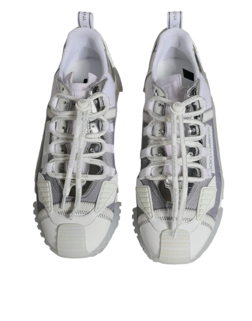 Dolce & Gabbana White Silver Low Top NS1 Sneakers Shoes by Dolce & Gabbana