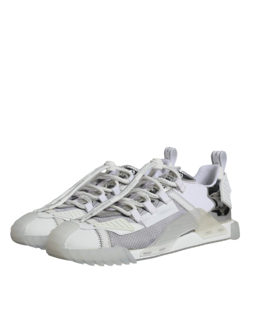 Dolce & Gabbana White Silver Low Top NS1 Sneakers Shoes by Dolce & Gabbana