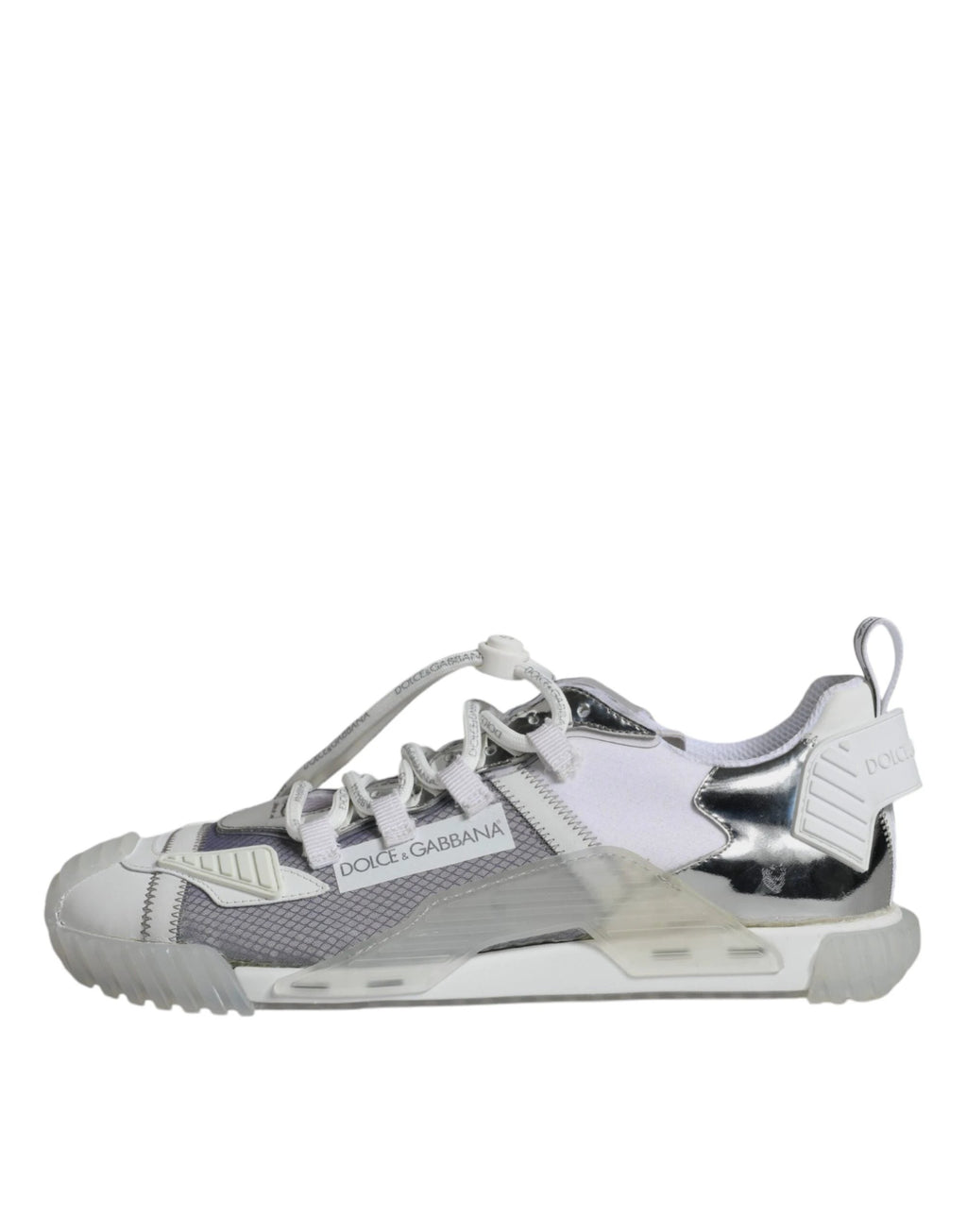 Dolce & Gabbana White Silver Low Top NS1 Sneakers Shoes by Dolce & Gabbana