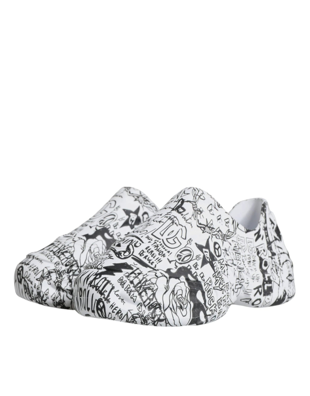 Dolce & Gabbana White Black Graffiti Daymaster Sneakers Shoes by Dolce & Gabbana