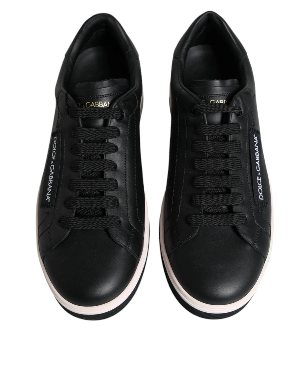 Dolce & Gabbana Black Leather Low Top Men Sneakers Shoes by Dolce & Gabbana