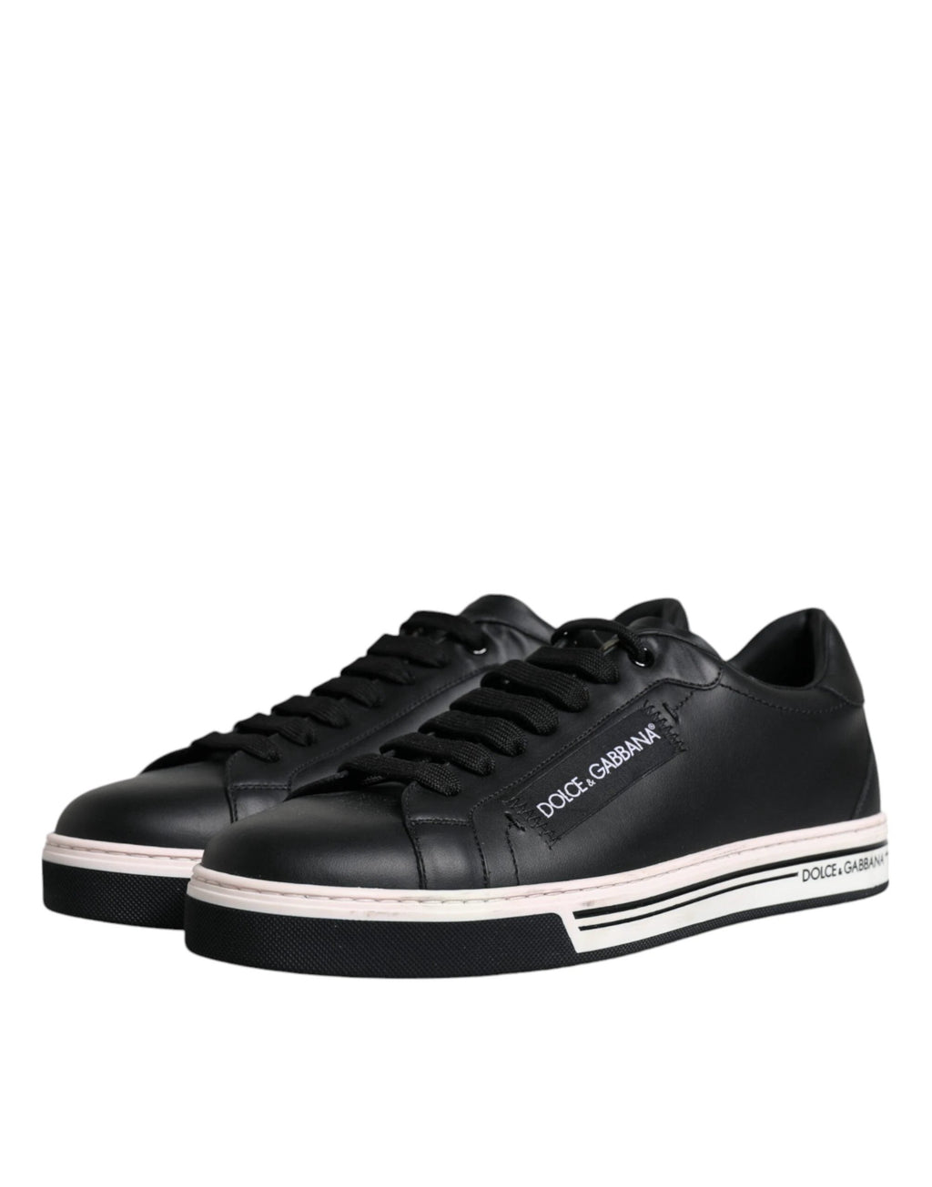 Dolce & Gabbana Black Leather Low Top Men Sneakers Shoes by Dolce & Gabbana