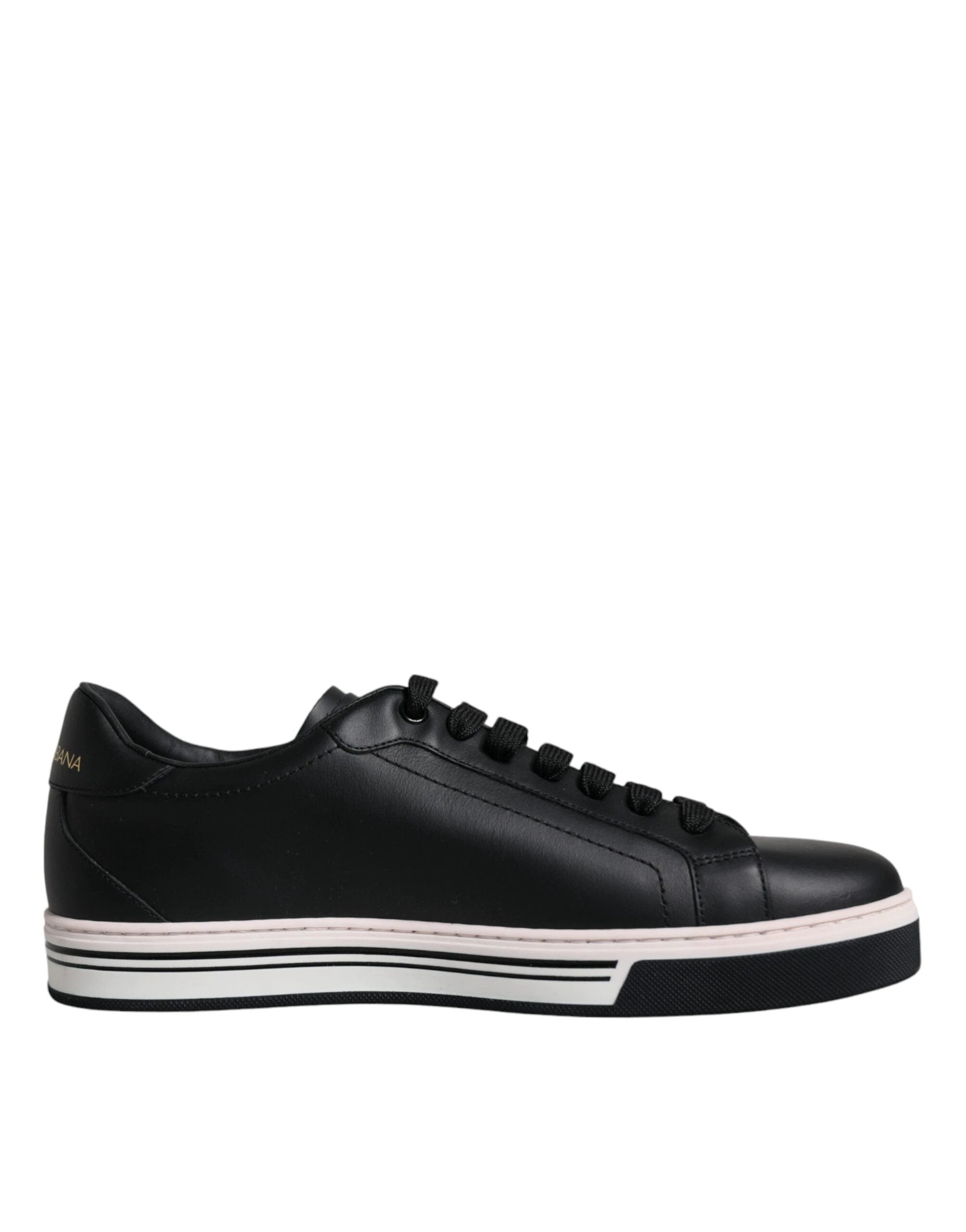 Dolce & Gabbana Black Leather Low Top Men Sneakers Shoes by Dolce & Gabbana