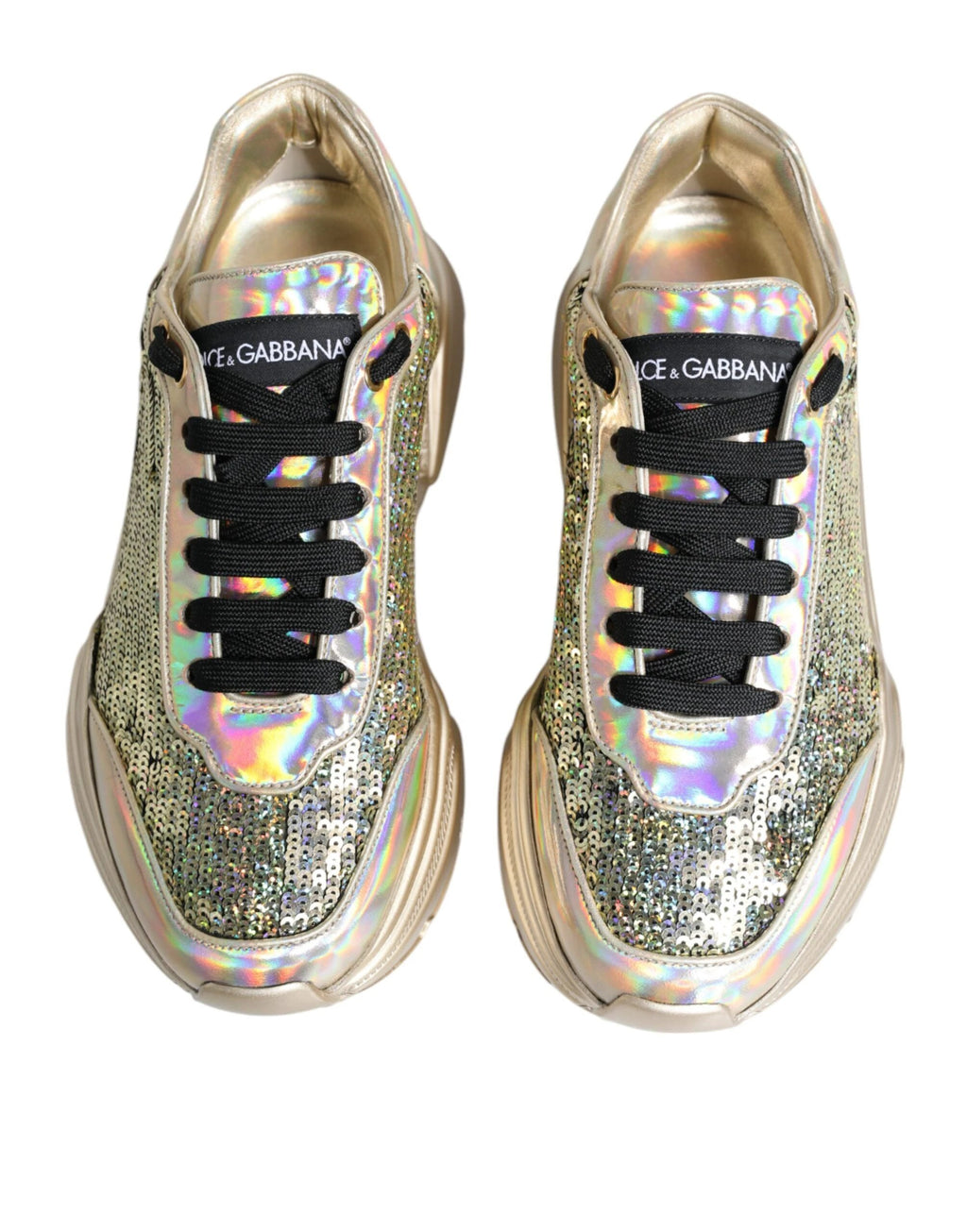 Dolce & Gabbana Gold Sequin Iridiscent Daymaster Sneakers Shoes by Dolce & Gabbana