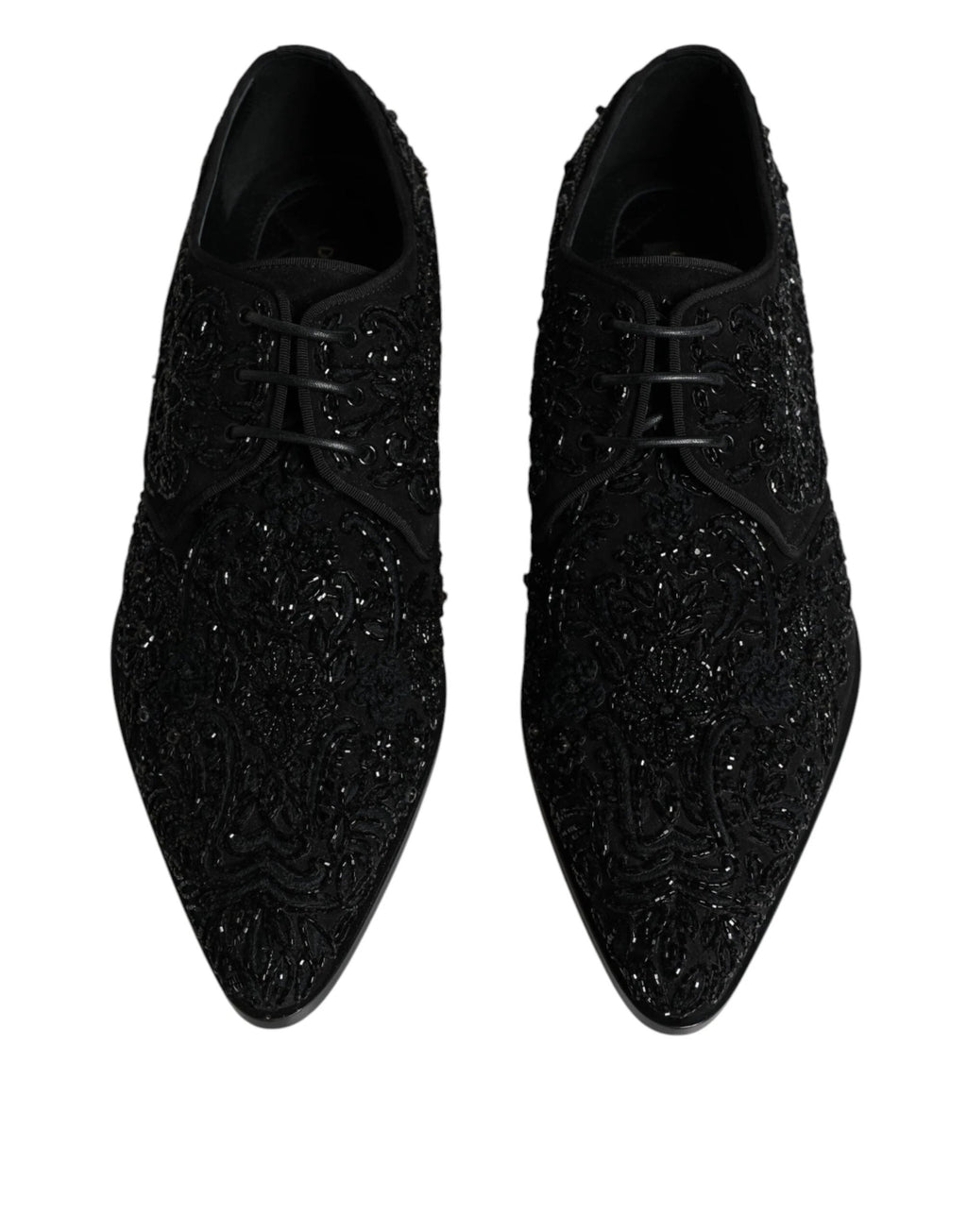 Dolce & Gabbana Black Embellished Suede Derby Formal Shoes by Dolce & Gabbana