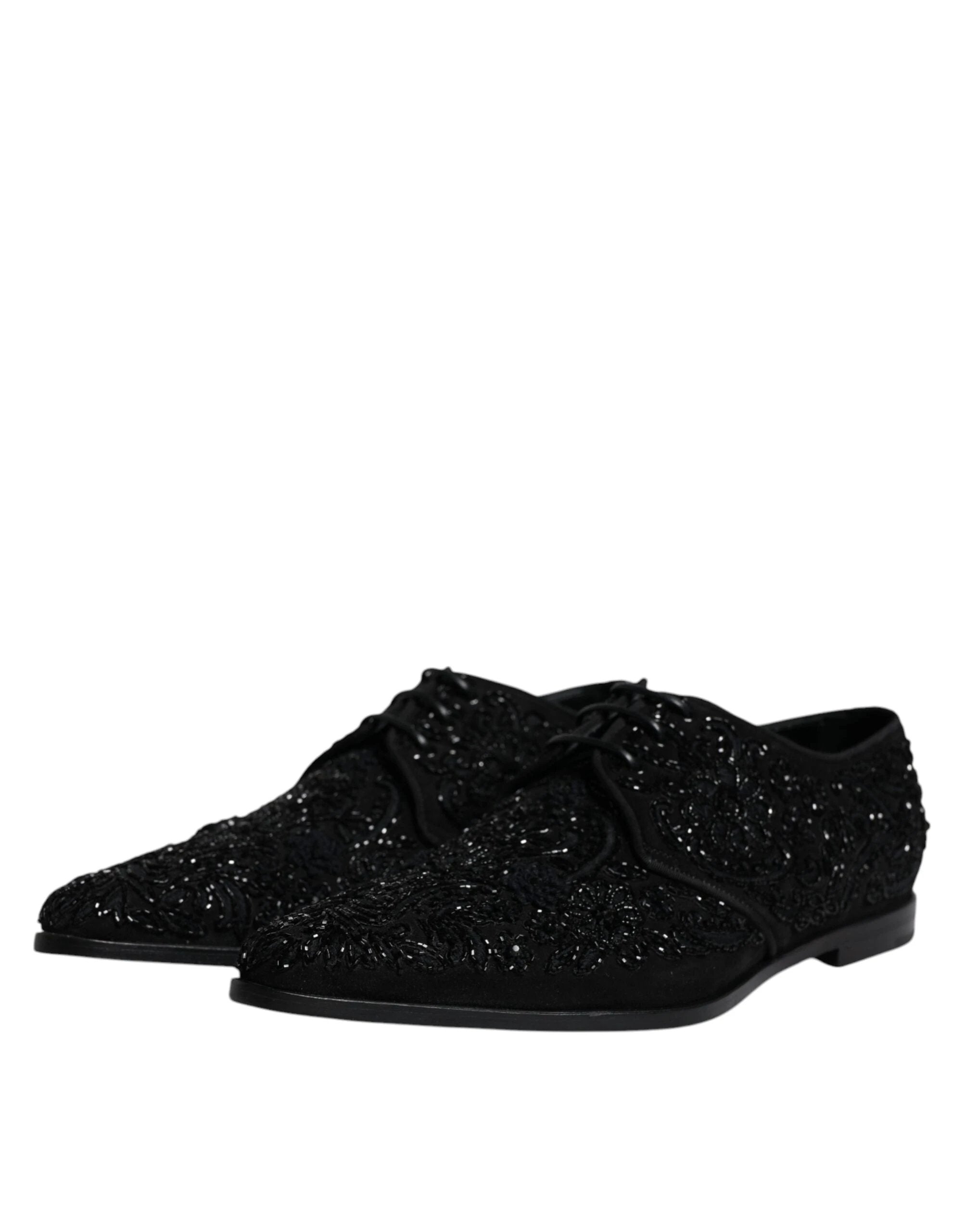 Dolce & Gabbana Black Embellished Suede Derby Formal Shoes by Dolce & Gabbana