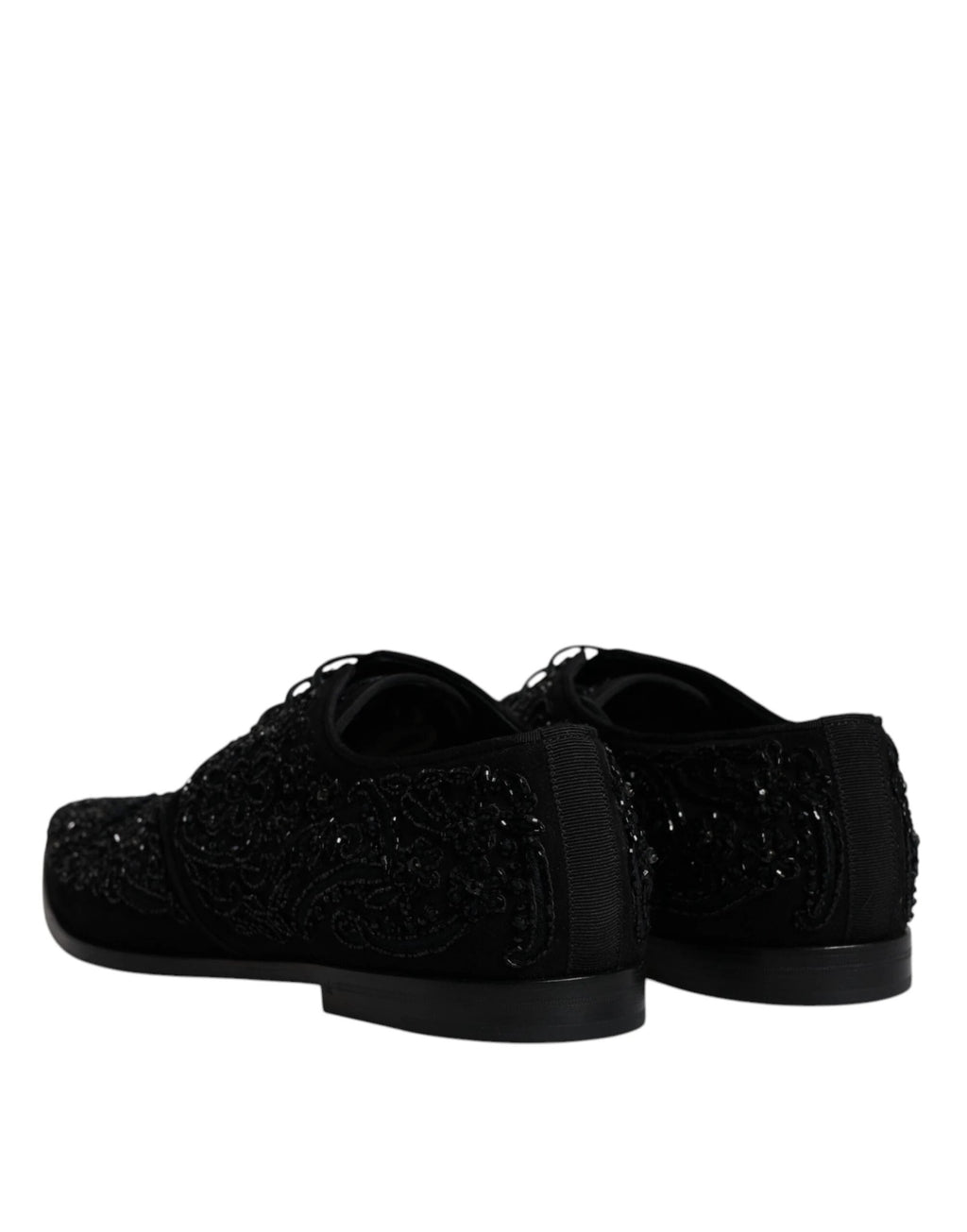 Dolce & Gabbana Black Embellished Suede Derby Formal Shoes by Dolce & Gabbana