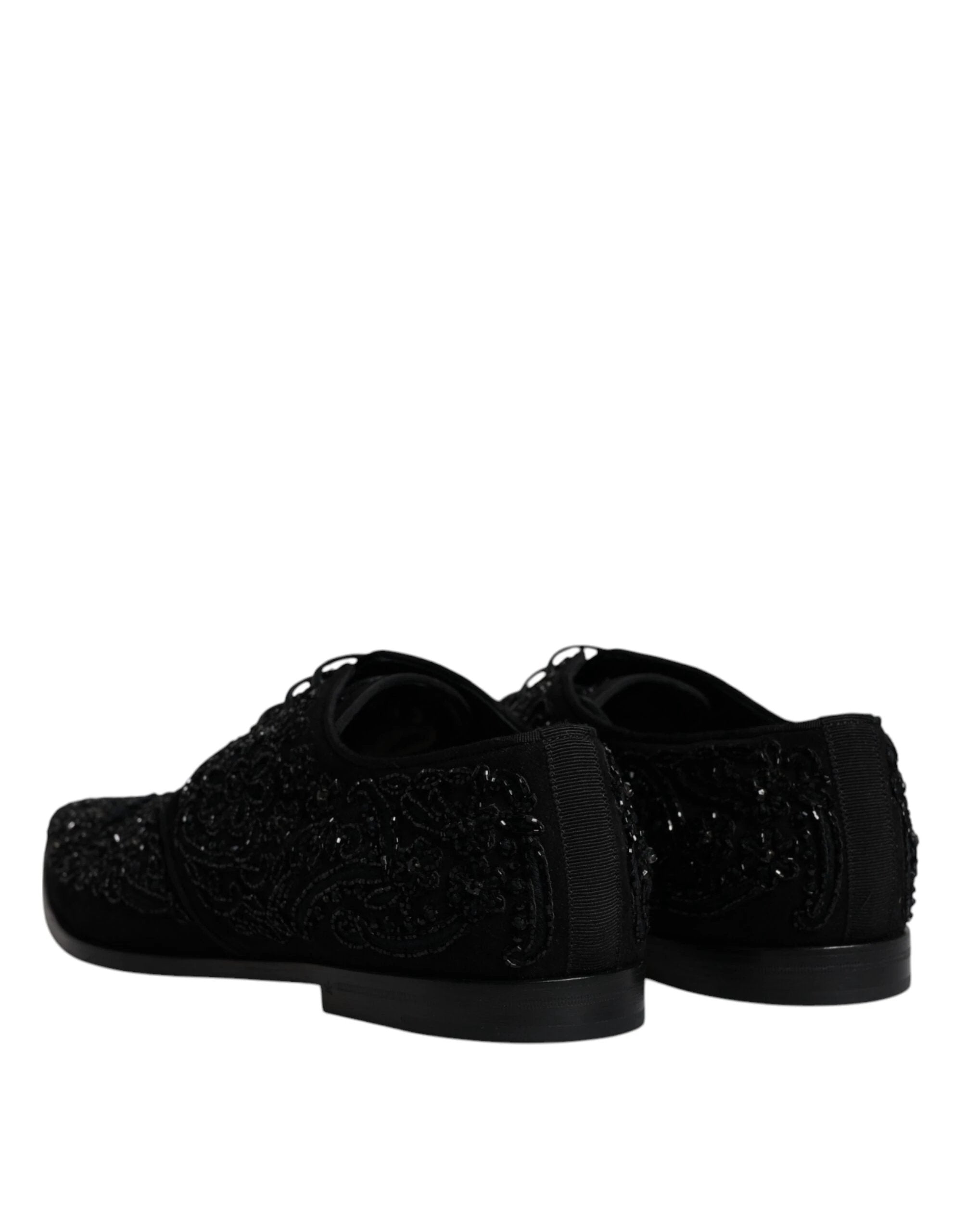 Dolce & Gabbana Black Embellished Suede Derby Formal Shoes by Dolce & Gabbana