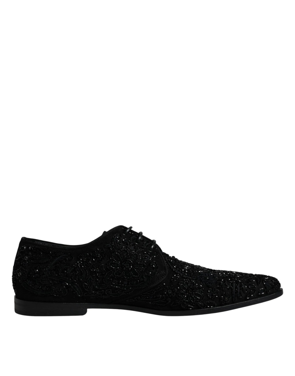 Dolce & Gabbana Black Embellished Suede Derby Formal Shoes by Dolce & Gabbana