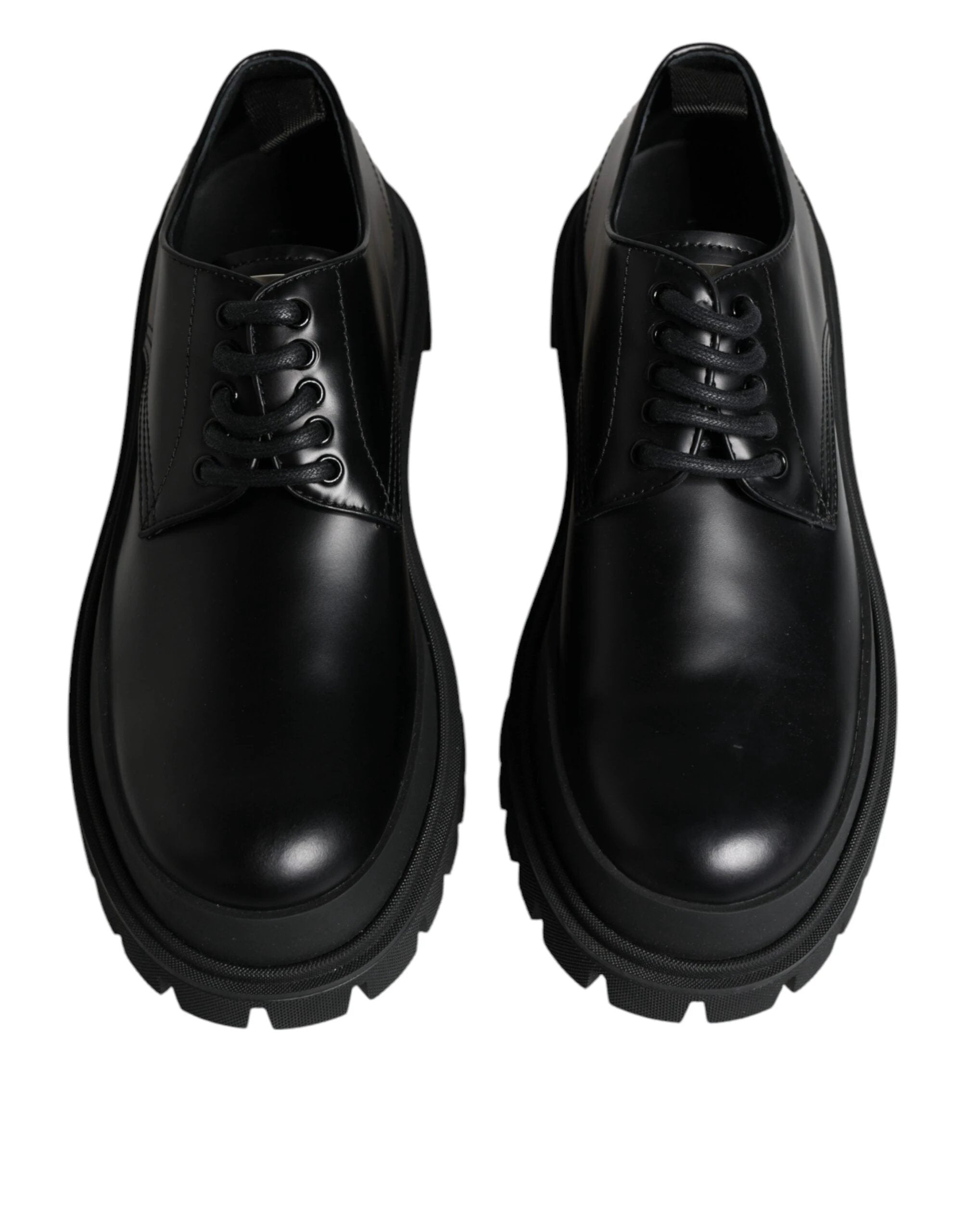 Dolce & Gabbana Black Leather Lace Up Trekking Dress Shoes by Dolce & Gabbana