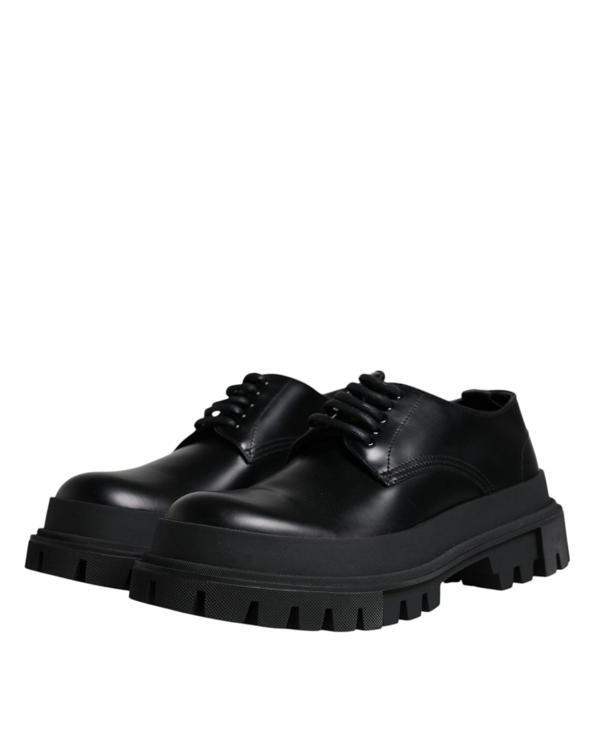 Dolce & Gabbana Black Leather Lace Up Trekking Dress Shoes by Dolce & Gabbana