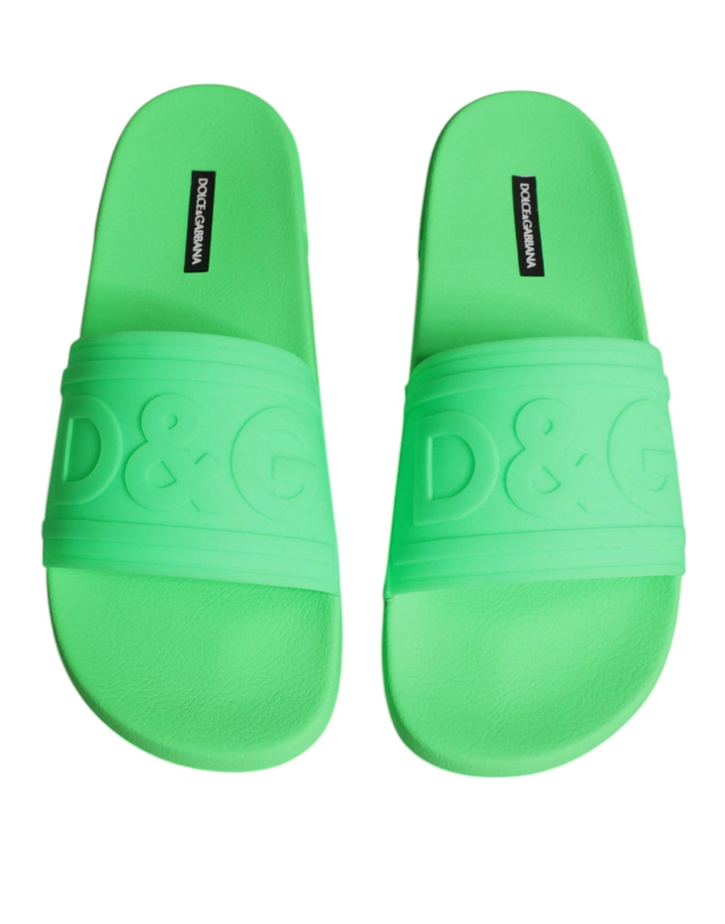 Dolce & Gabbana Green Leather Slides Sandals Beachwear Shoes by Dolce & Gabbana