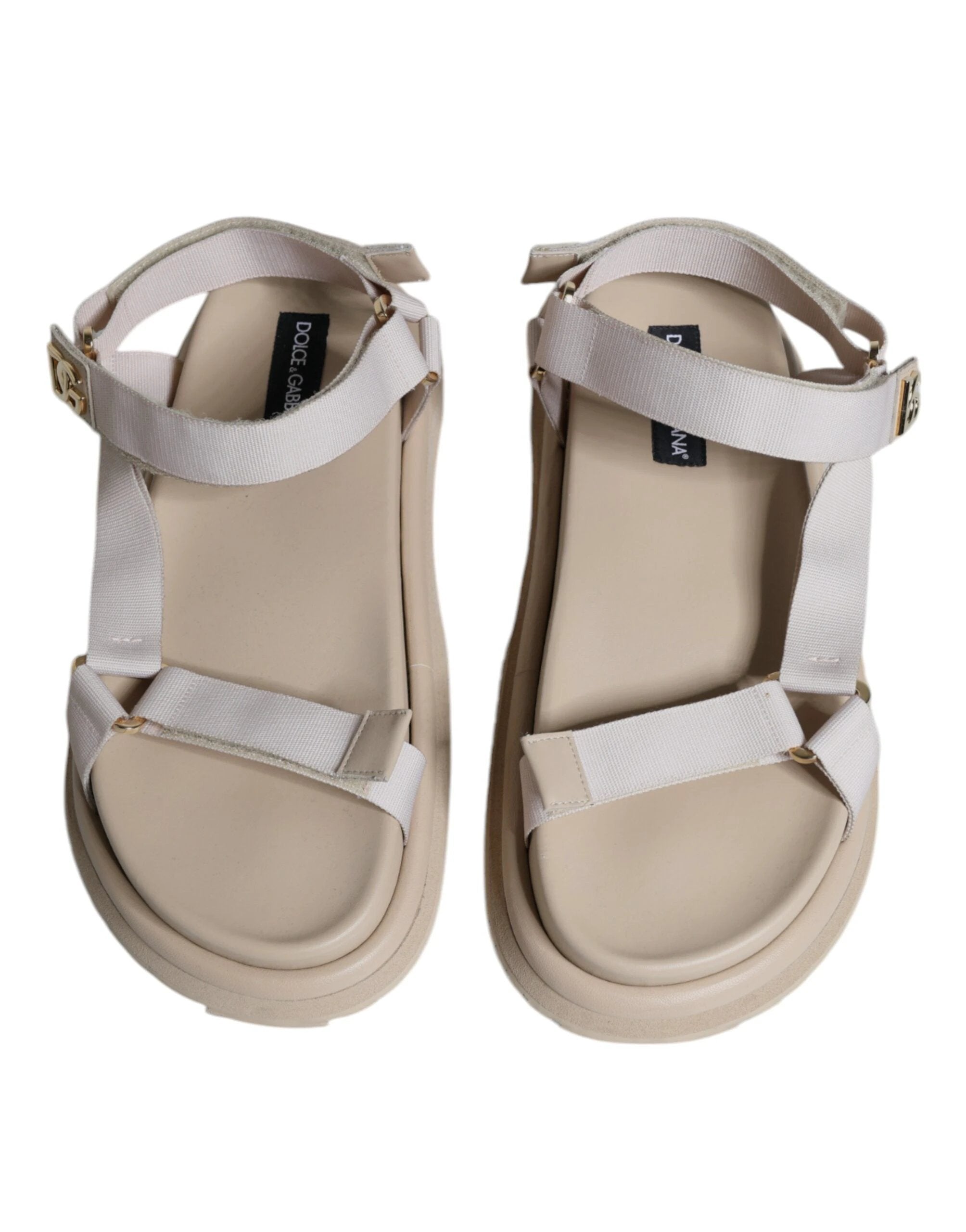 Dolce & Gabbana Beige Nappa Devotion Strap Men Sandals Shoes by Dolce & Gabbana