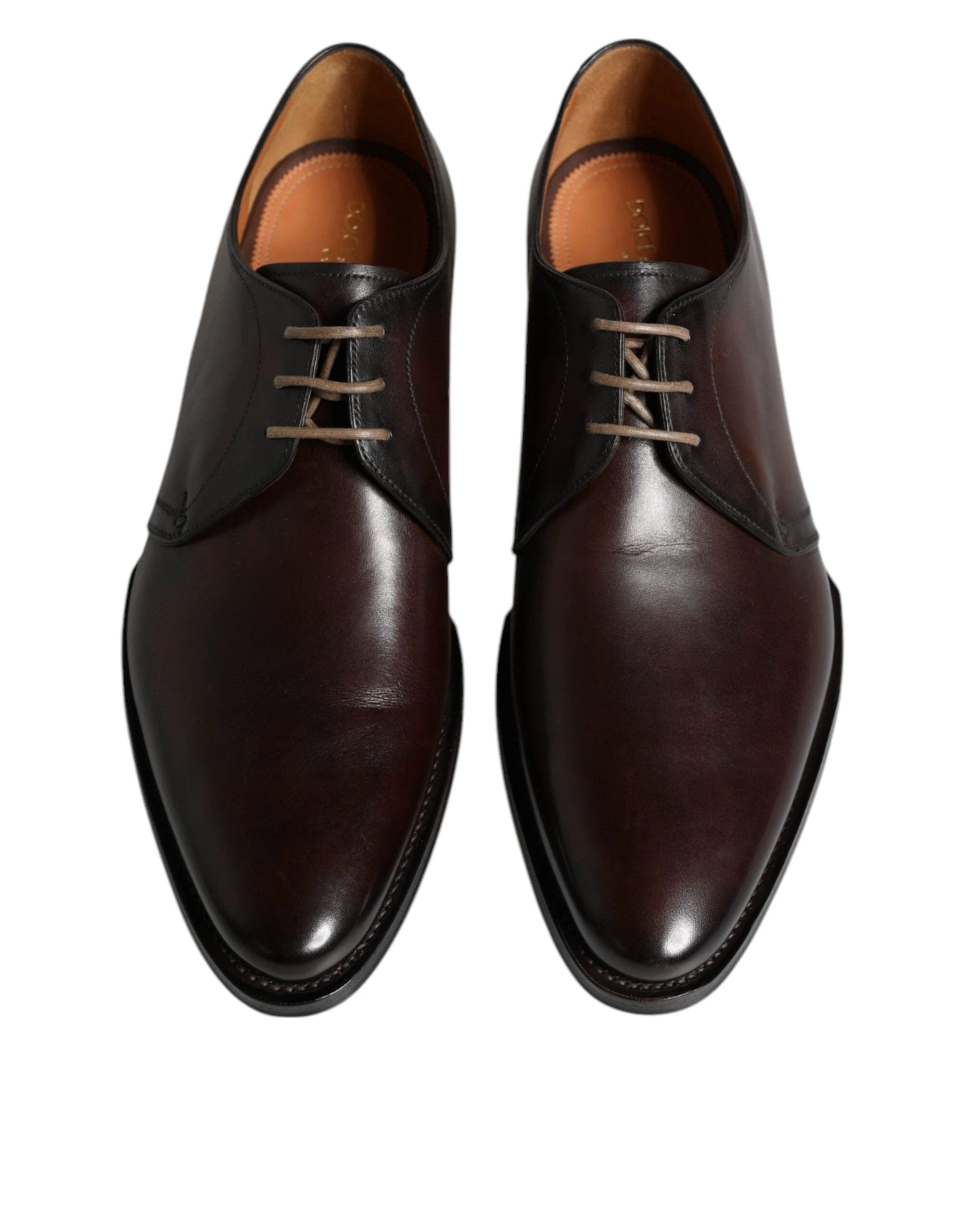 Dolce & Gabbana Black Leather Lace Up Men Derby Formal Shoes by Dolce & Gabbana