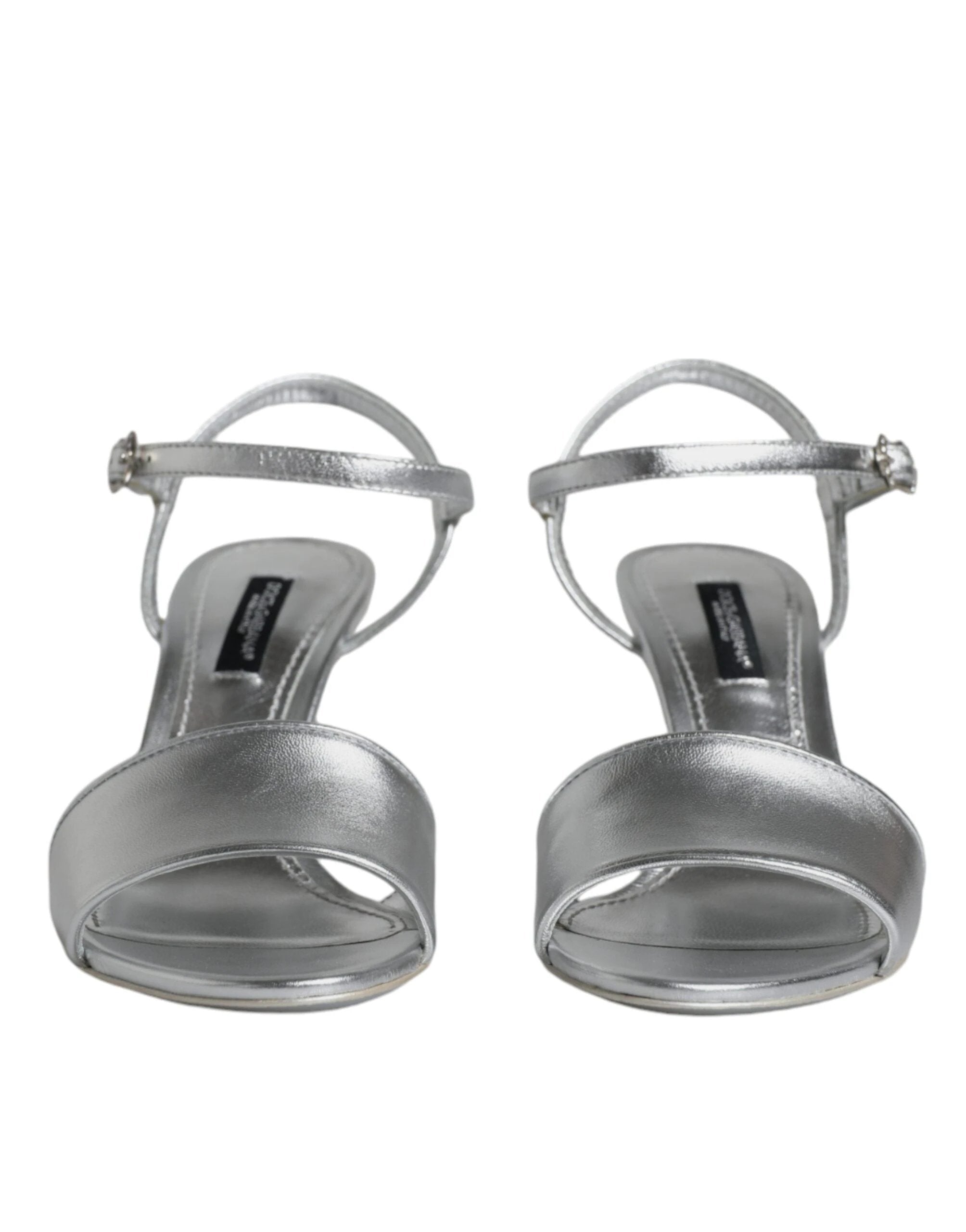 Dolce & Gabbana Silver KEIRA Heels Ankle Strap Sandals Shoes by Dolce & Gabbana