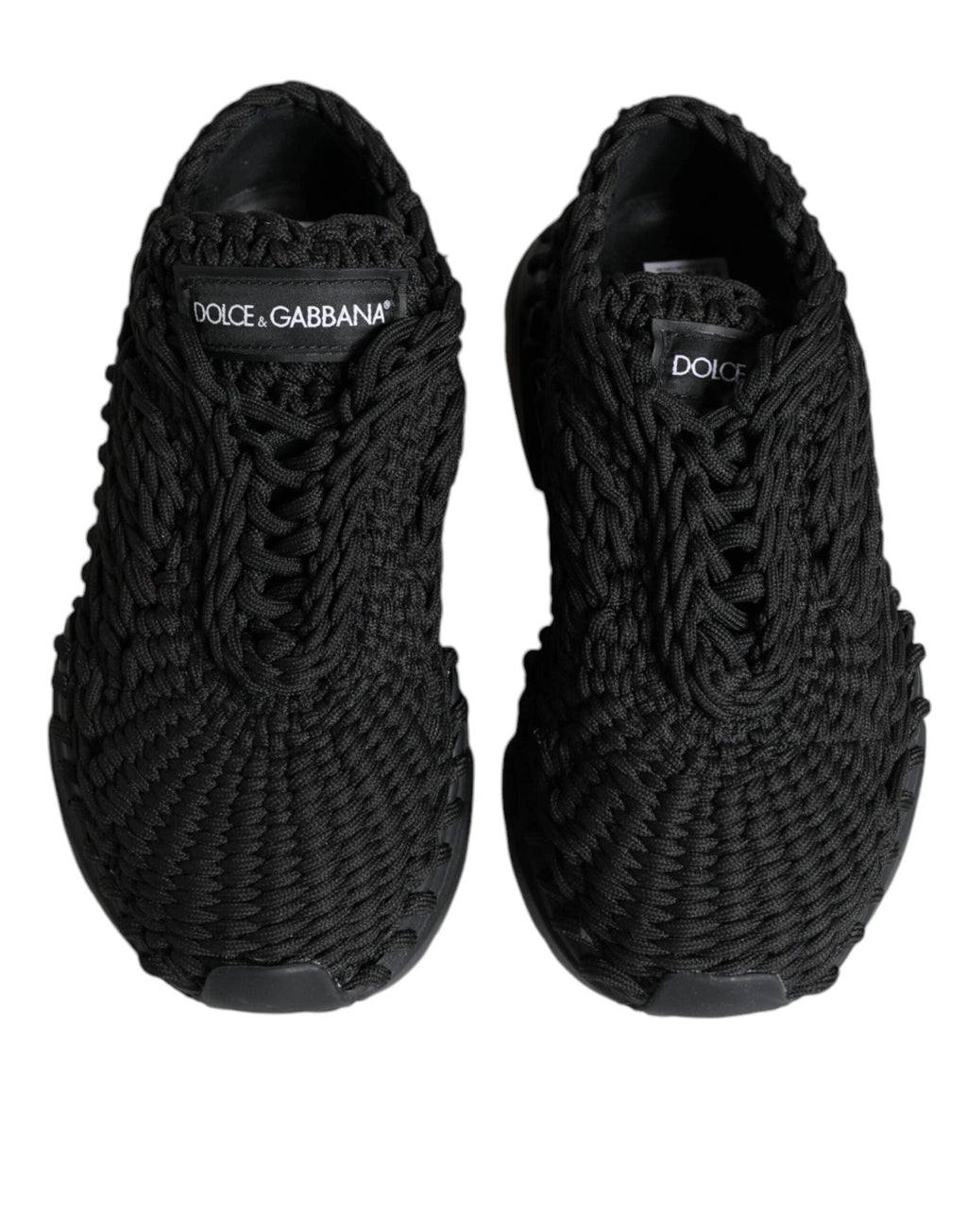 Dolce & Gabbana Black Knitted Daymaster Sneakers Shoes by Dolce & Gabbana