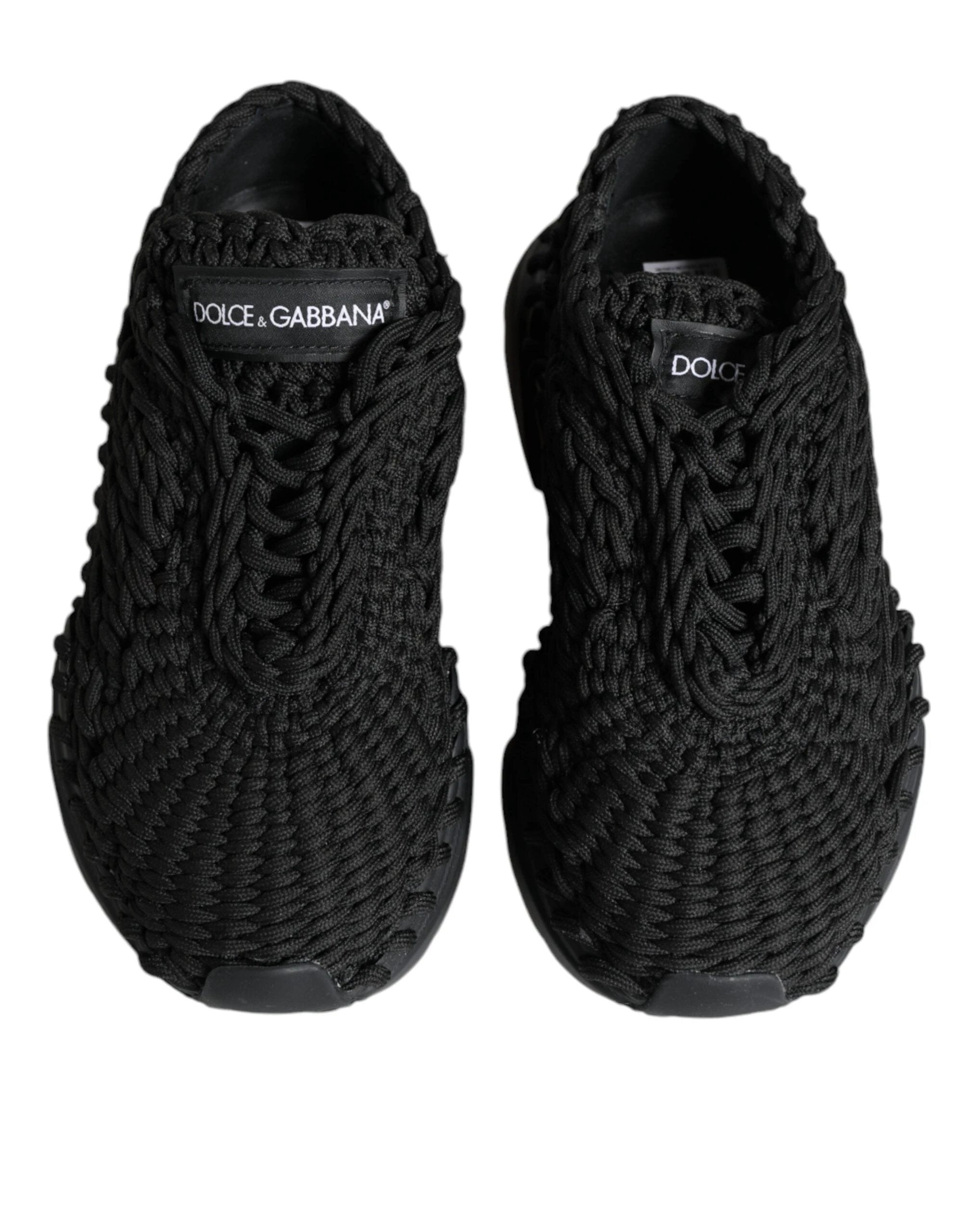 Dolce & Gabbana Black Knitted Daymaster Sneakers Shoes by Dolce & Gabbana