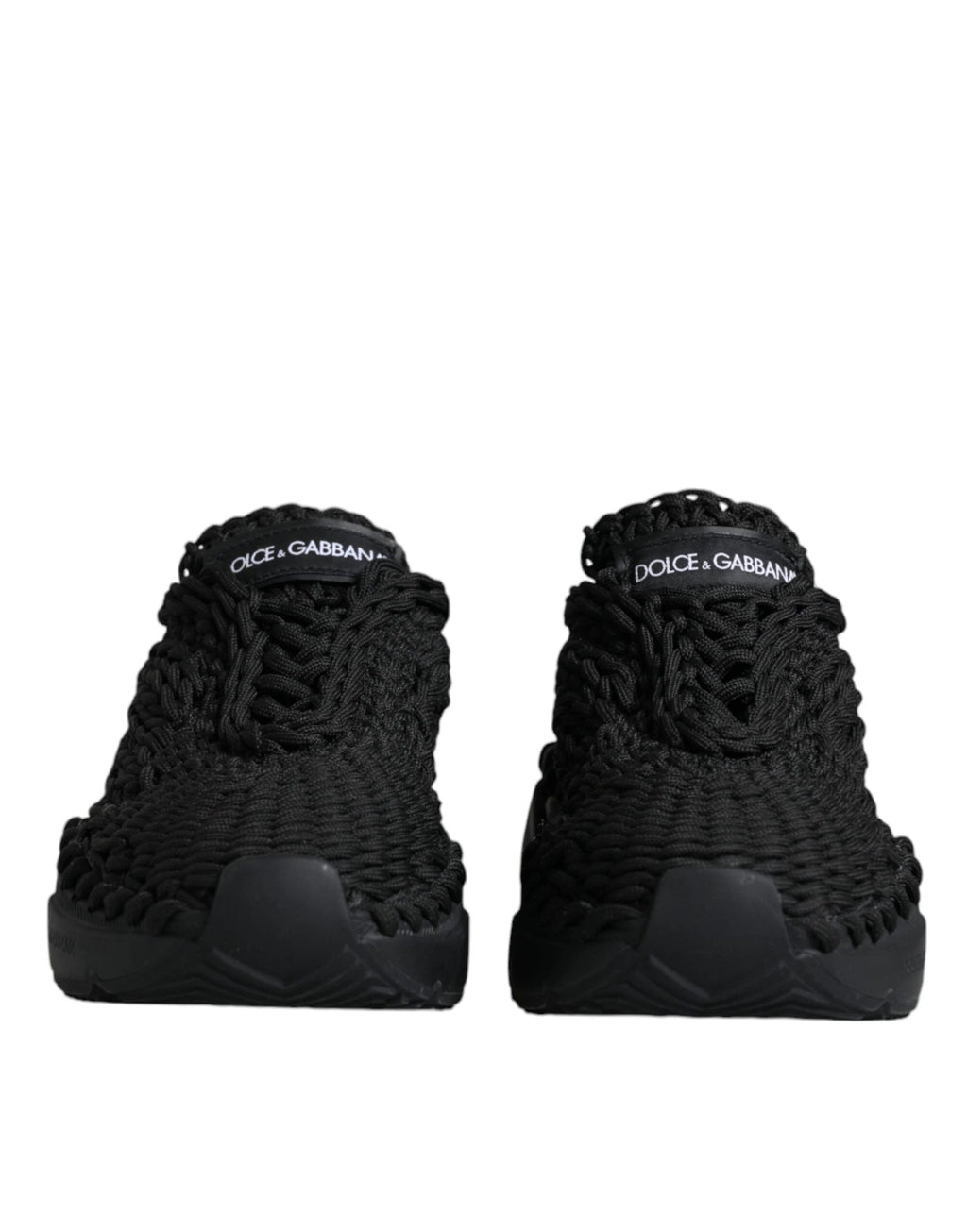 Dolce & Gabbana Black Knitted Daymaster Sneakers Shoes by Dolce & Gabbana