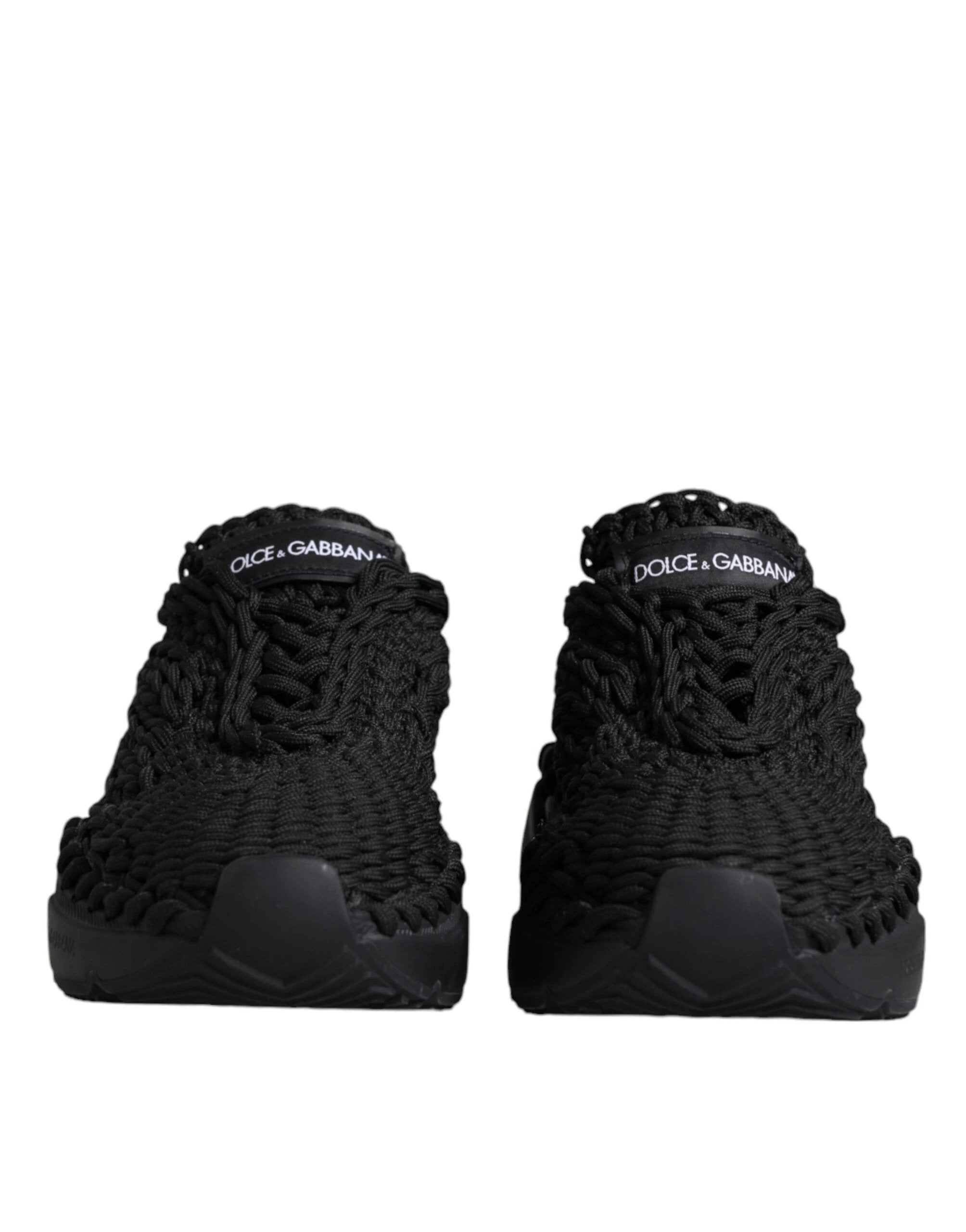 Dolce & Gabbana Black Knitted Daymaster Sneakers Shoes by Dolce & Gabbana