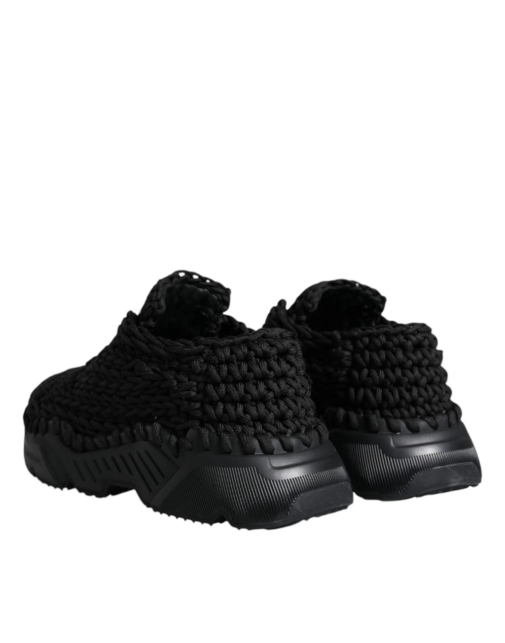 Dolce & Gabbana Black Knitted Daymaster Sneakers Shoes by Dolce & Gabbana
