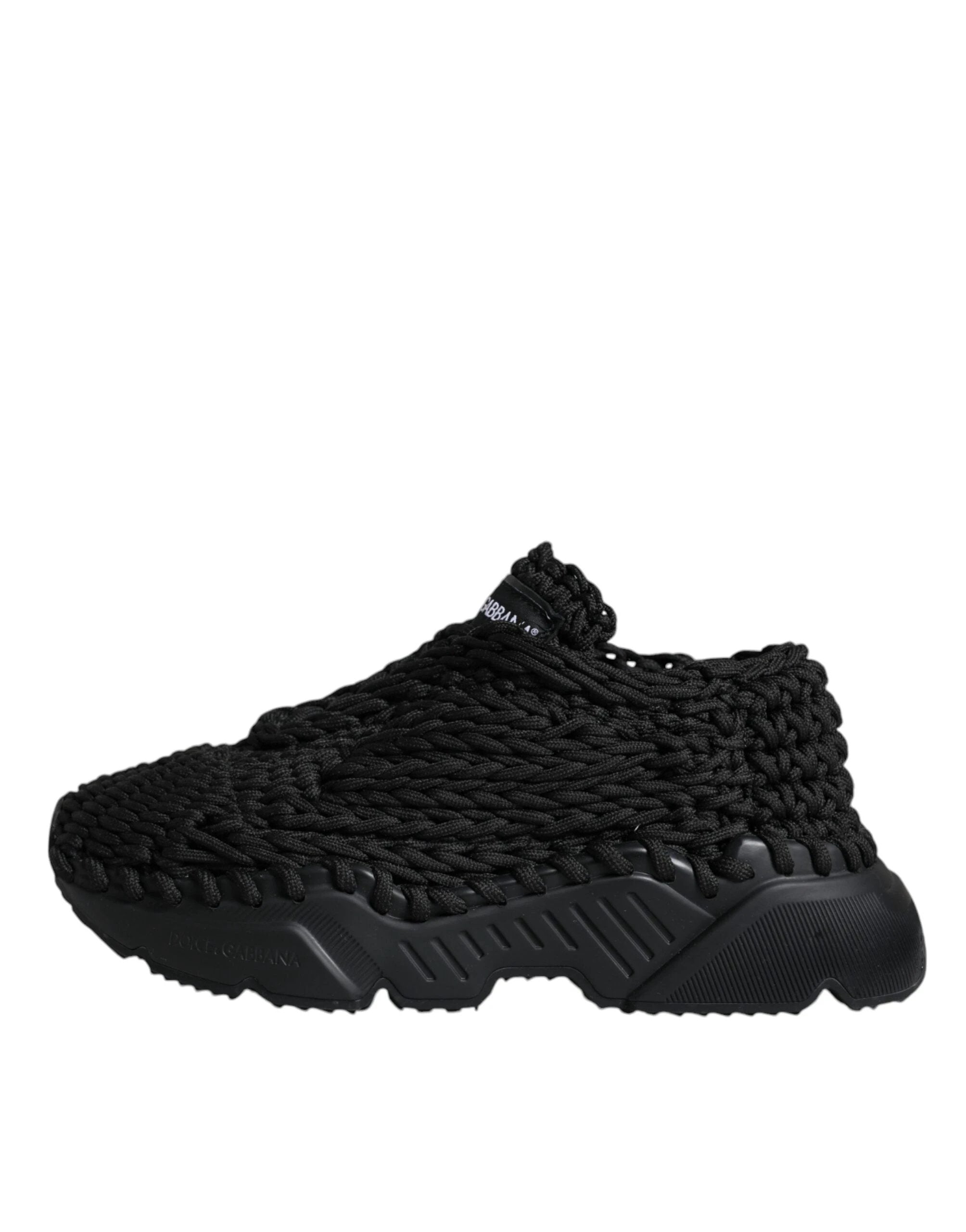 Dolce & Gabbana Black Knitted Daymaster Sneakers Shoes by Dolce & Gabbana