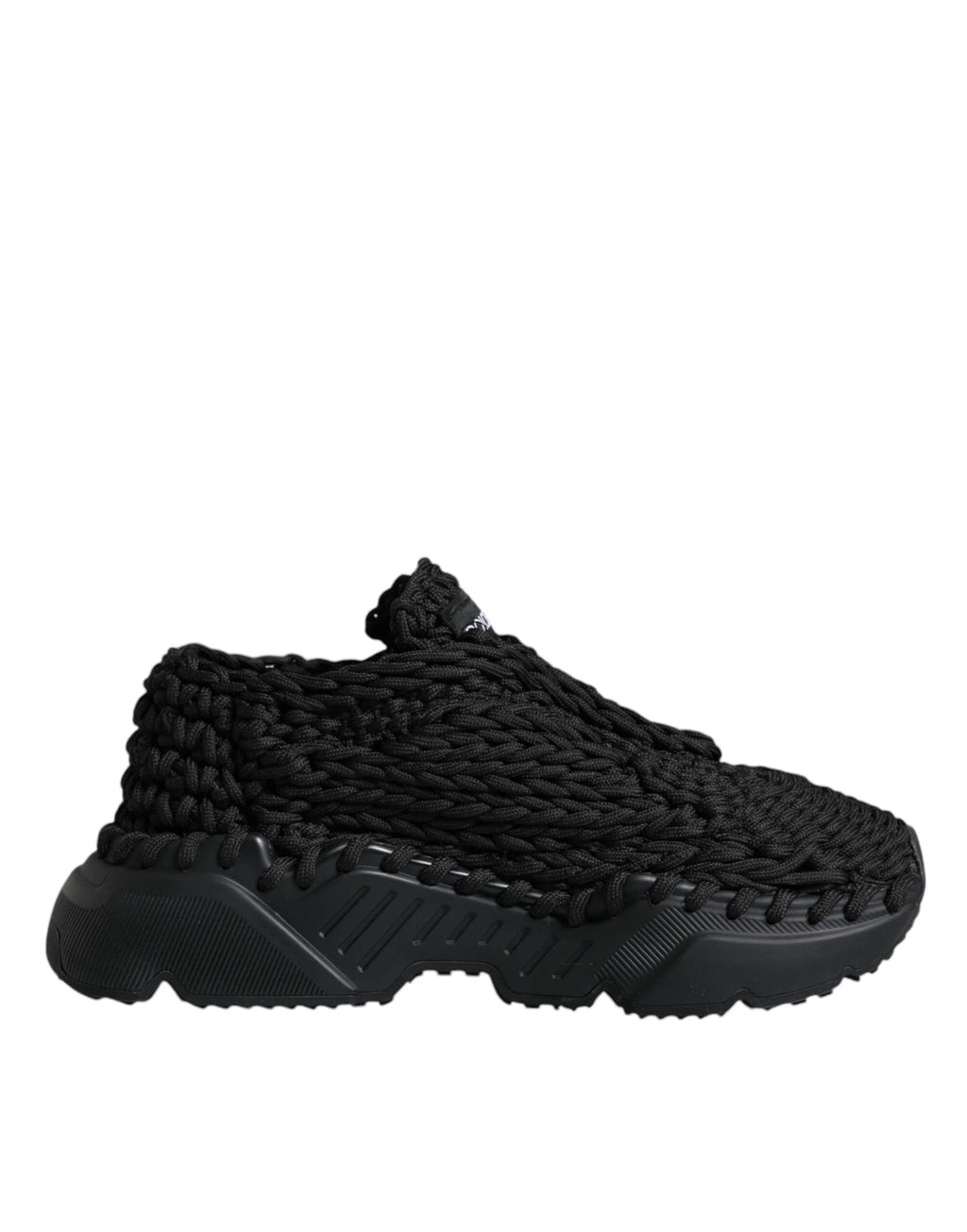 Dolce & Gabbana Black Knitted Daymaster Sneakers Shoes by Dolce & Gabbana