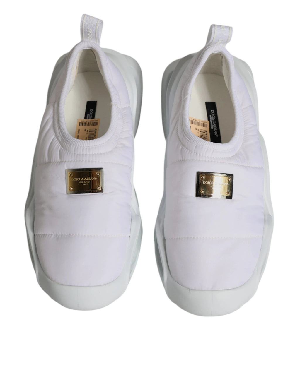 Dolce & Gabbana White Padded Fabric Low Top Sneakers Shoes by Dolce & Gabbana
