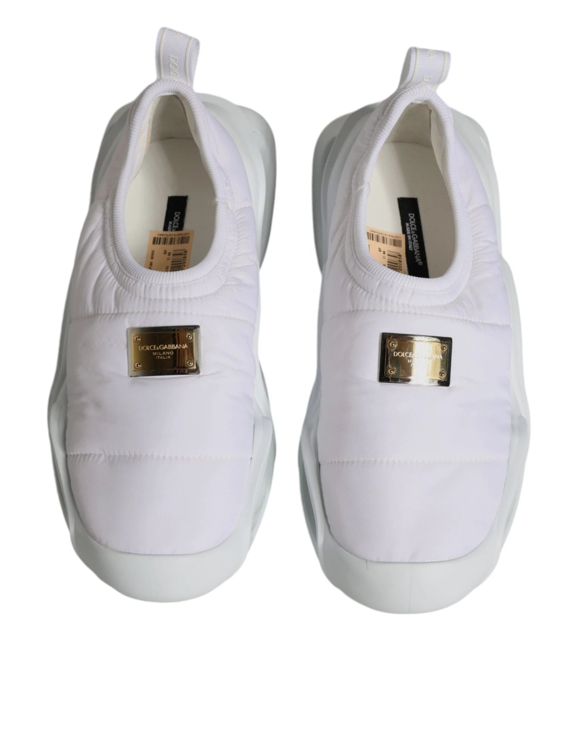 Dolce & Gabbana White Padded Fabric Low Top Sneakers Shoes by Dolce & Gabbana