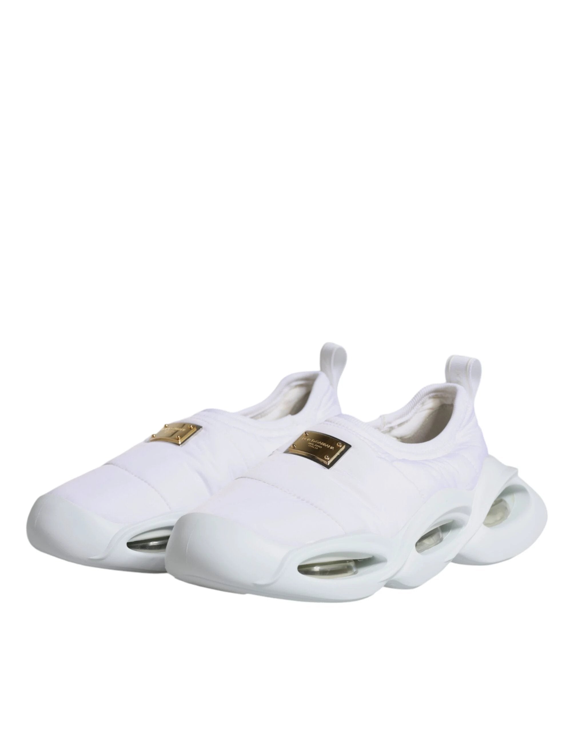 Dolce & Gabbana White Padded Fabric Low Top Sneakers Shoes by Dolce & Gabbana