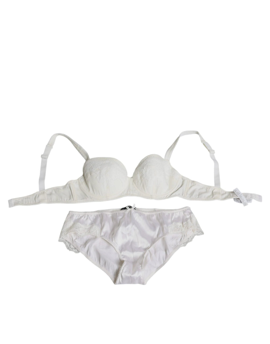 Dolce & Gabbana White Silk Stretch Panty Balconette Bra Underwear by Dolce & Gabbana