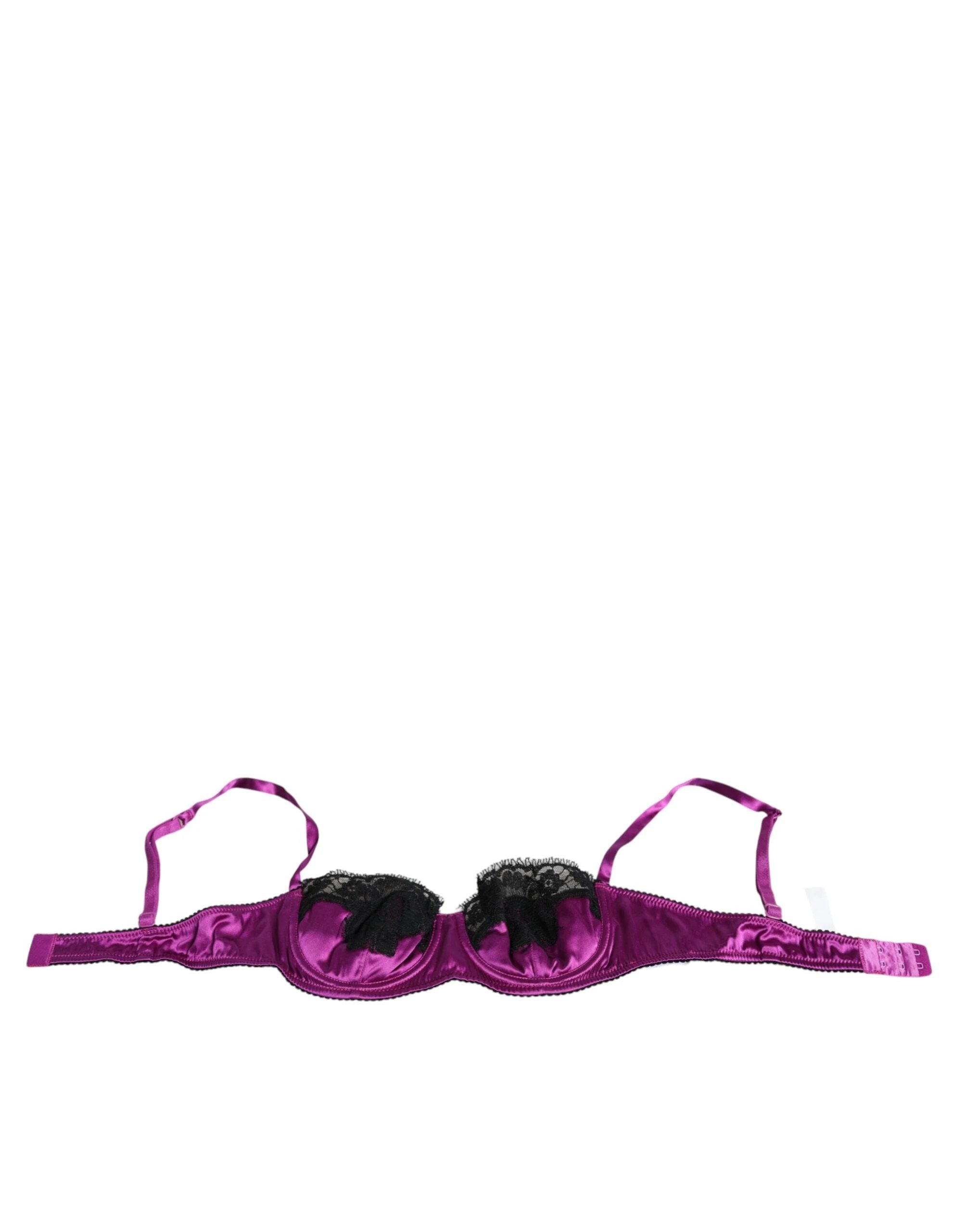 Dolce & Gabbana Purple Silk Underwired Balconette Bra Underwear by Dolce & Gabbana