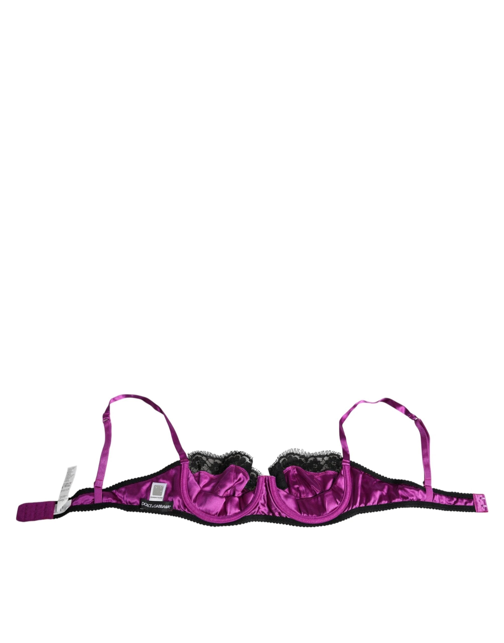 Dolce & Gabbana Purple Silk Underwired Balconette Bra Underwear by Dolce & Gabbana